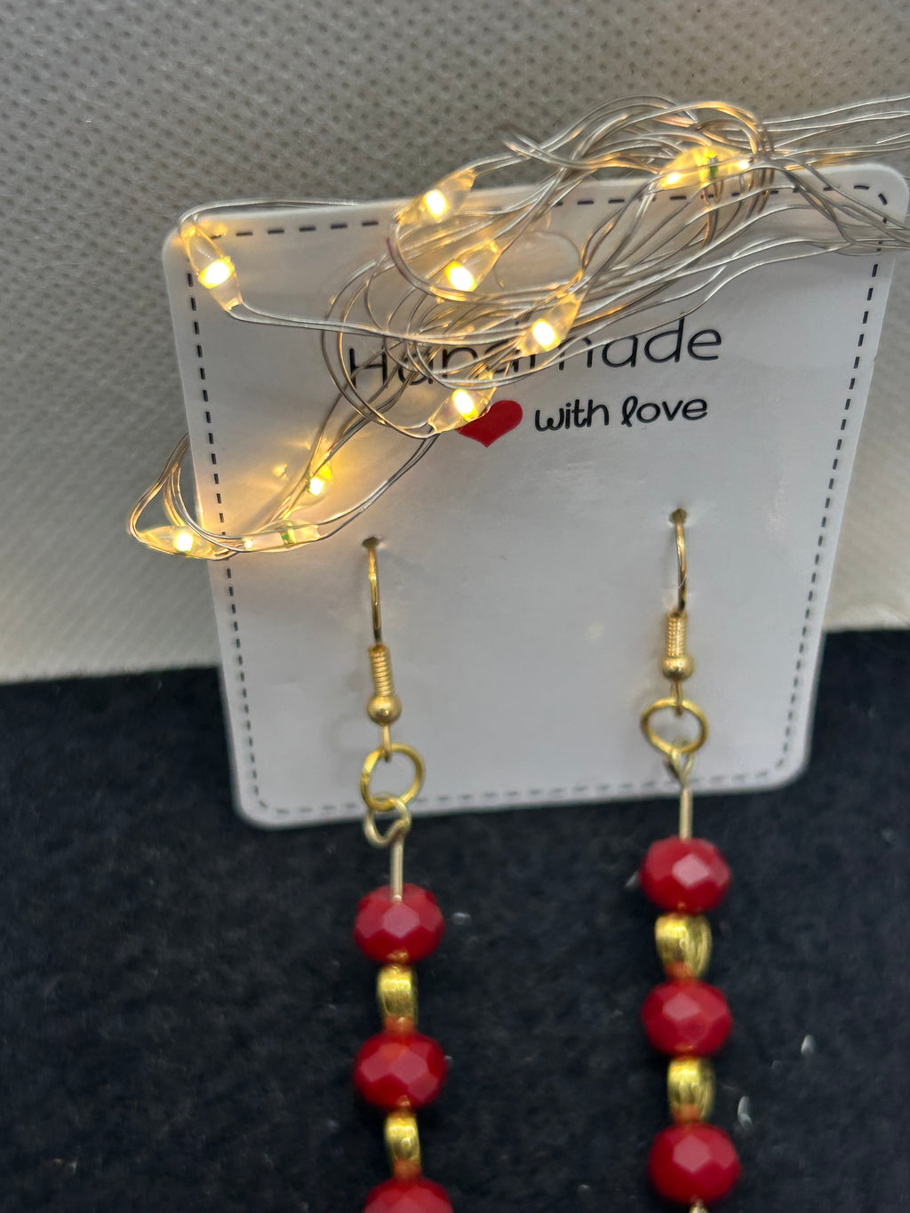 Red and Gold Kitty Earrings