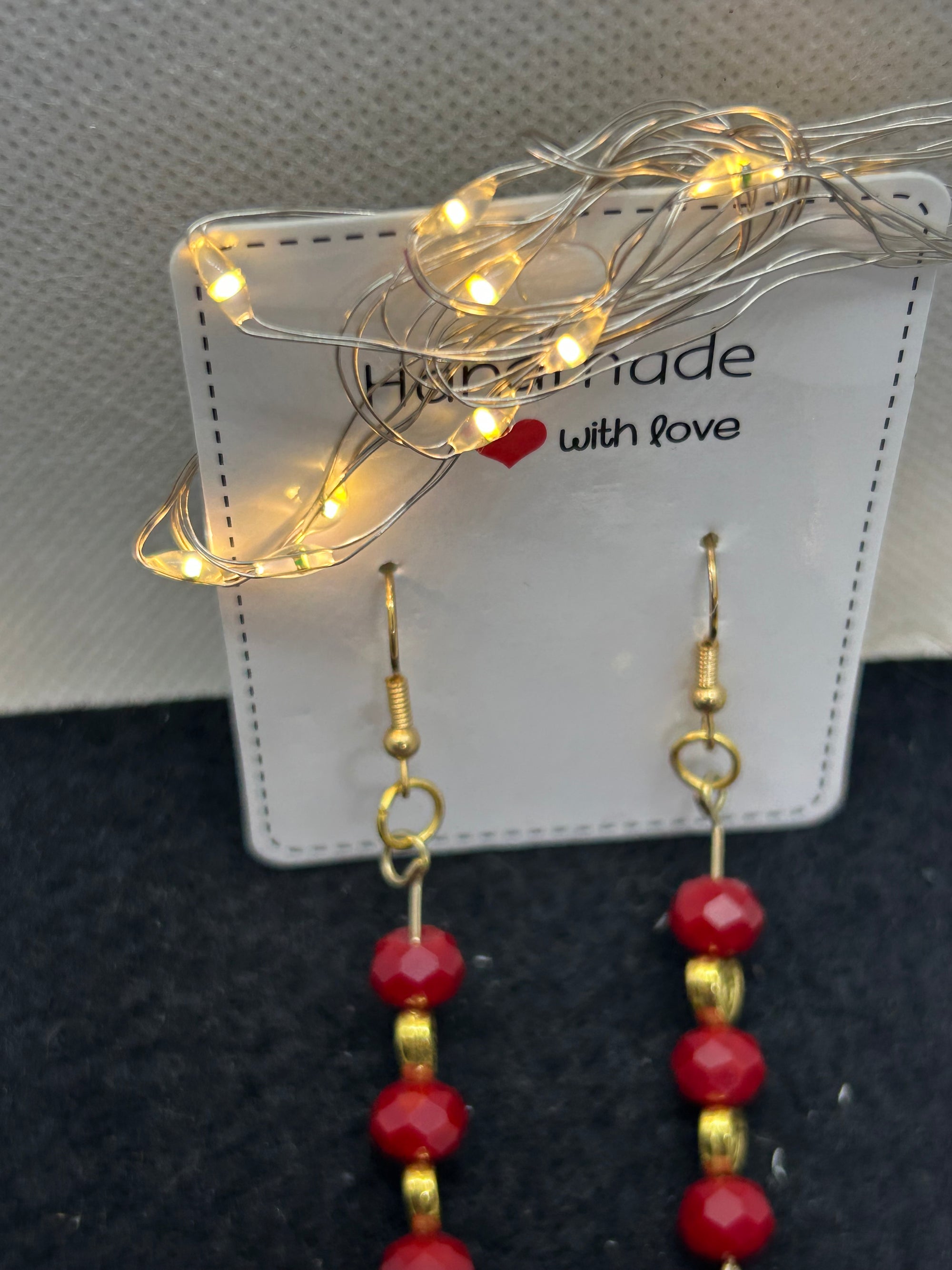 Red and Gold Kitty Earrings