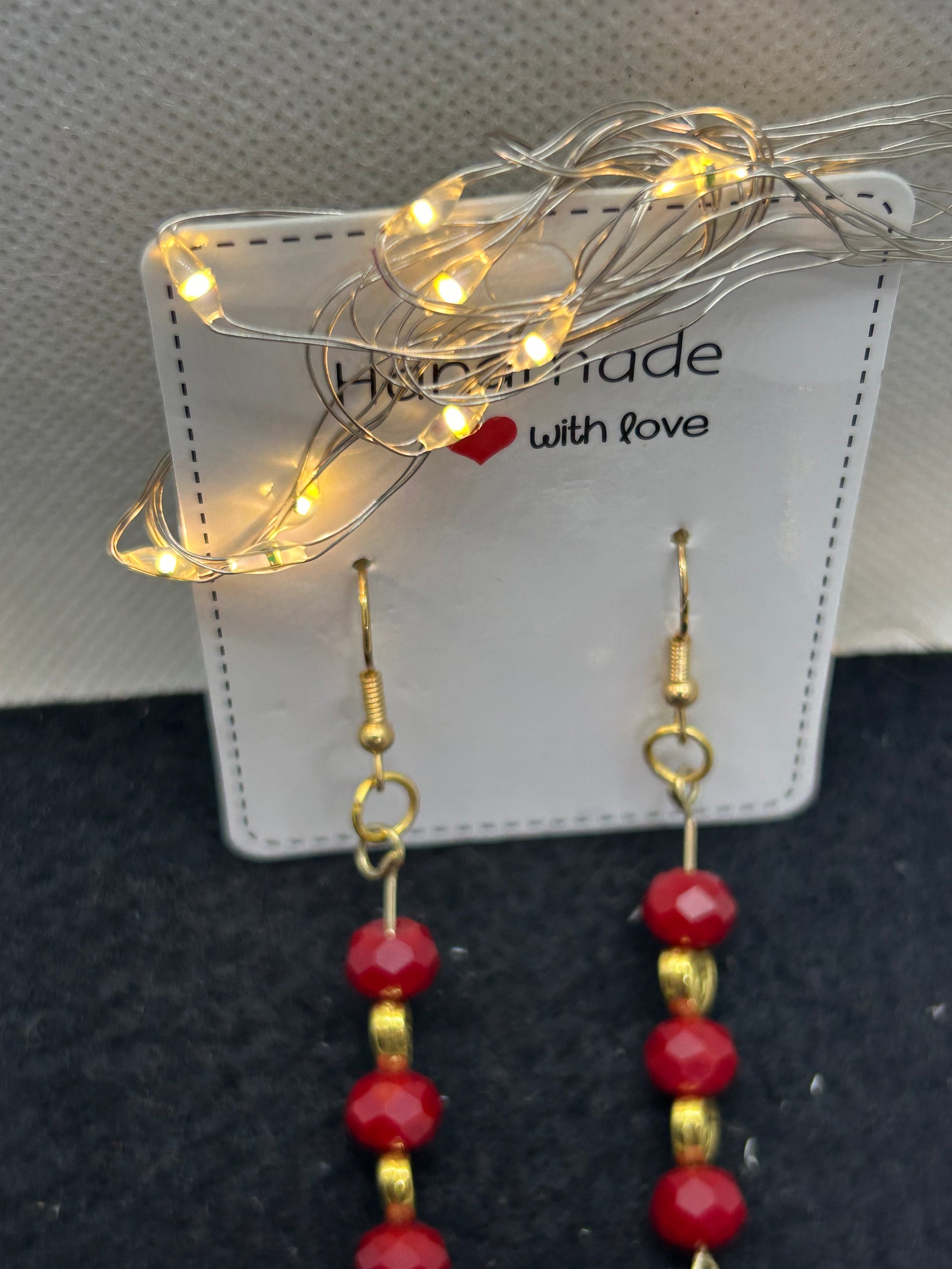 Red and Gold Kitty Earrings