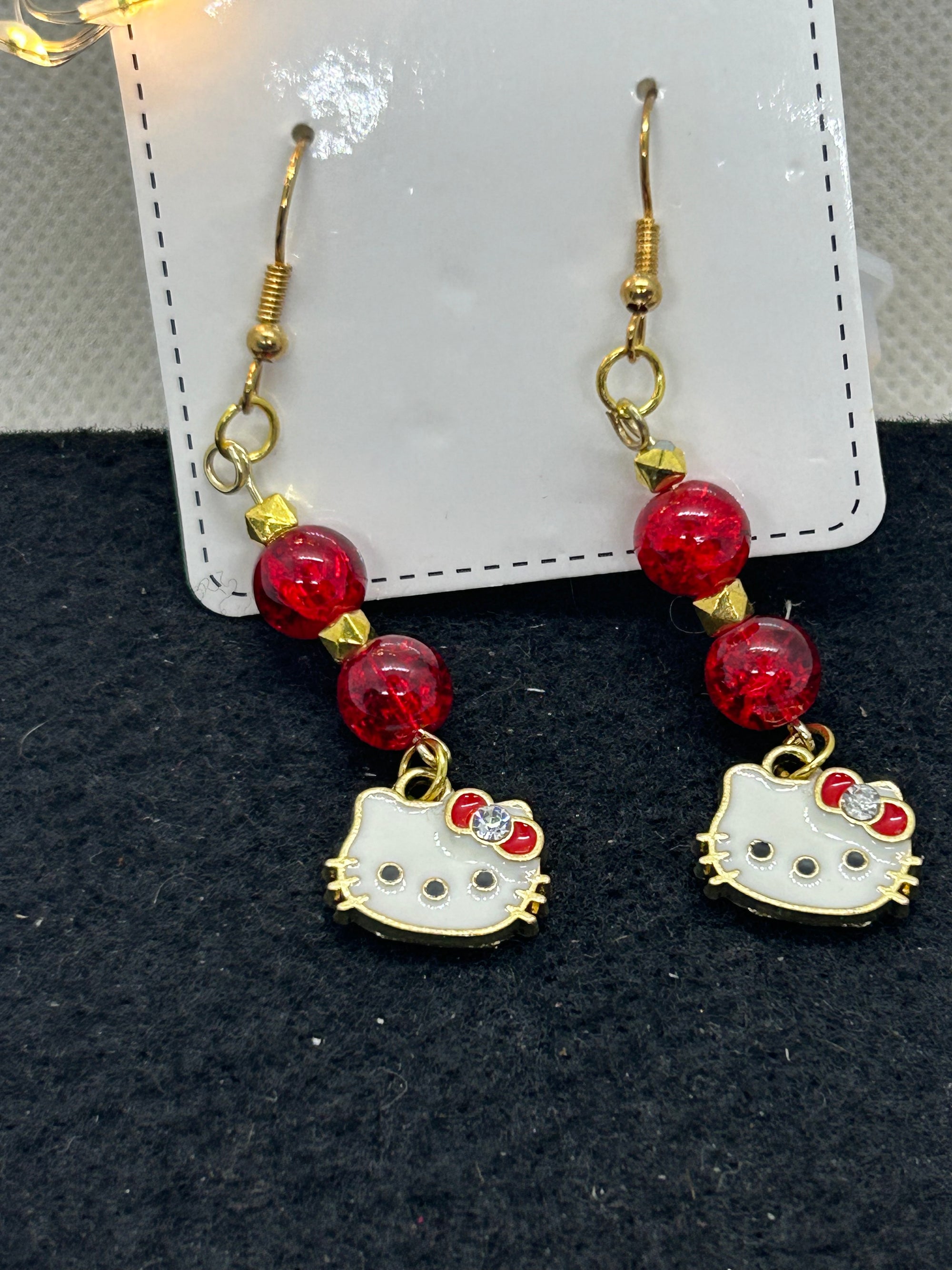 Red Kitty Earrings