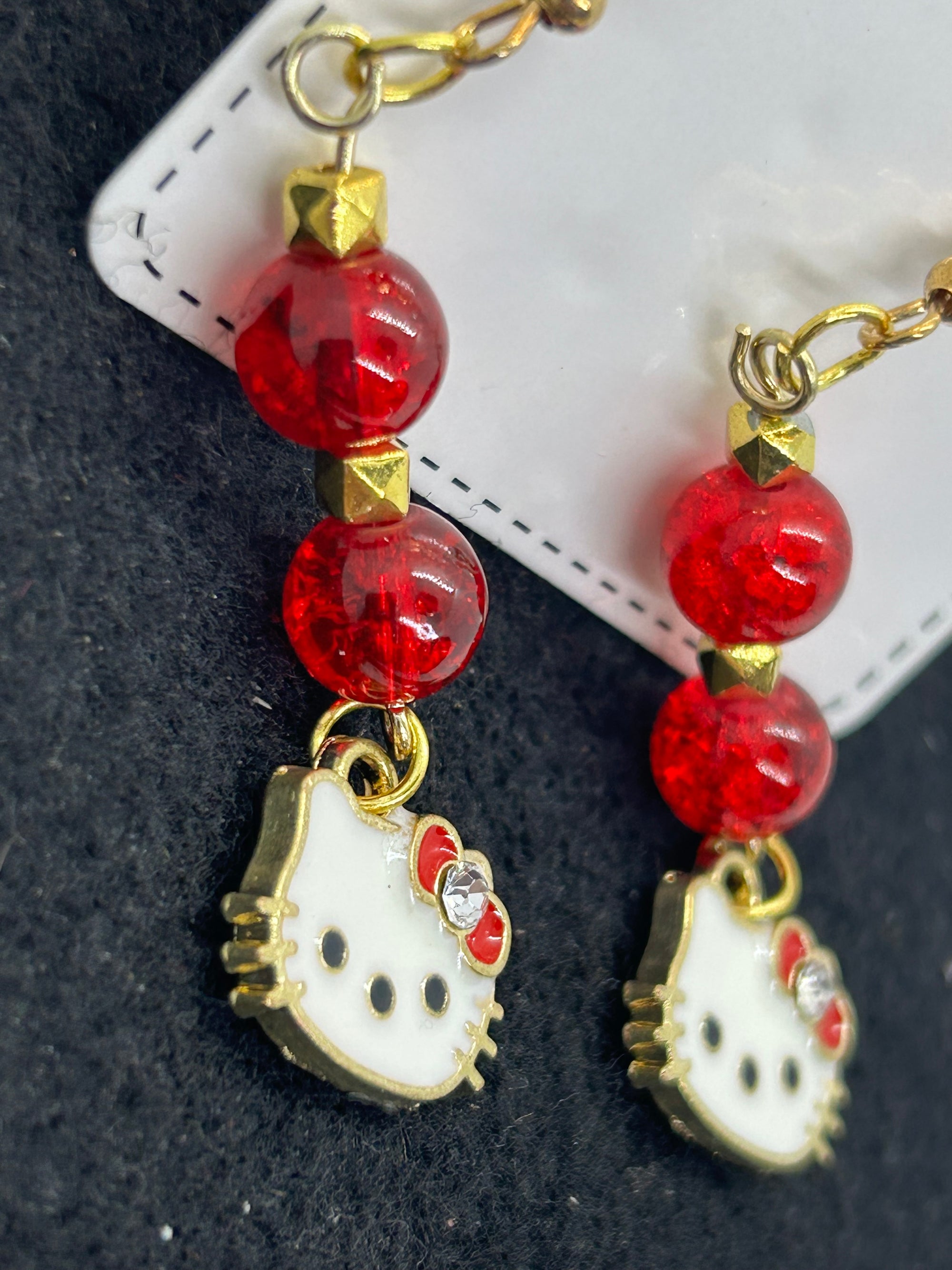 Red Kitty Earrings