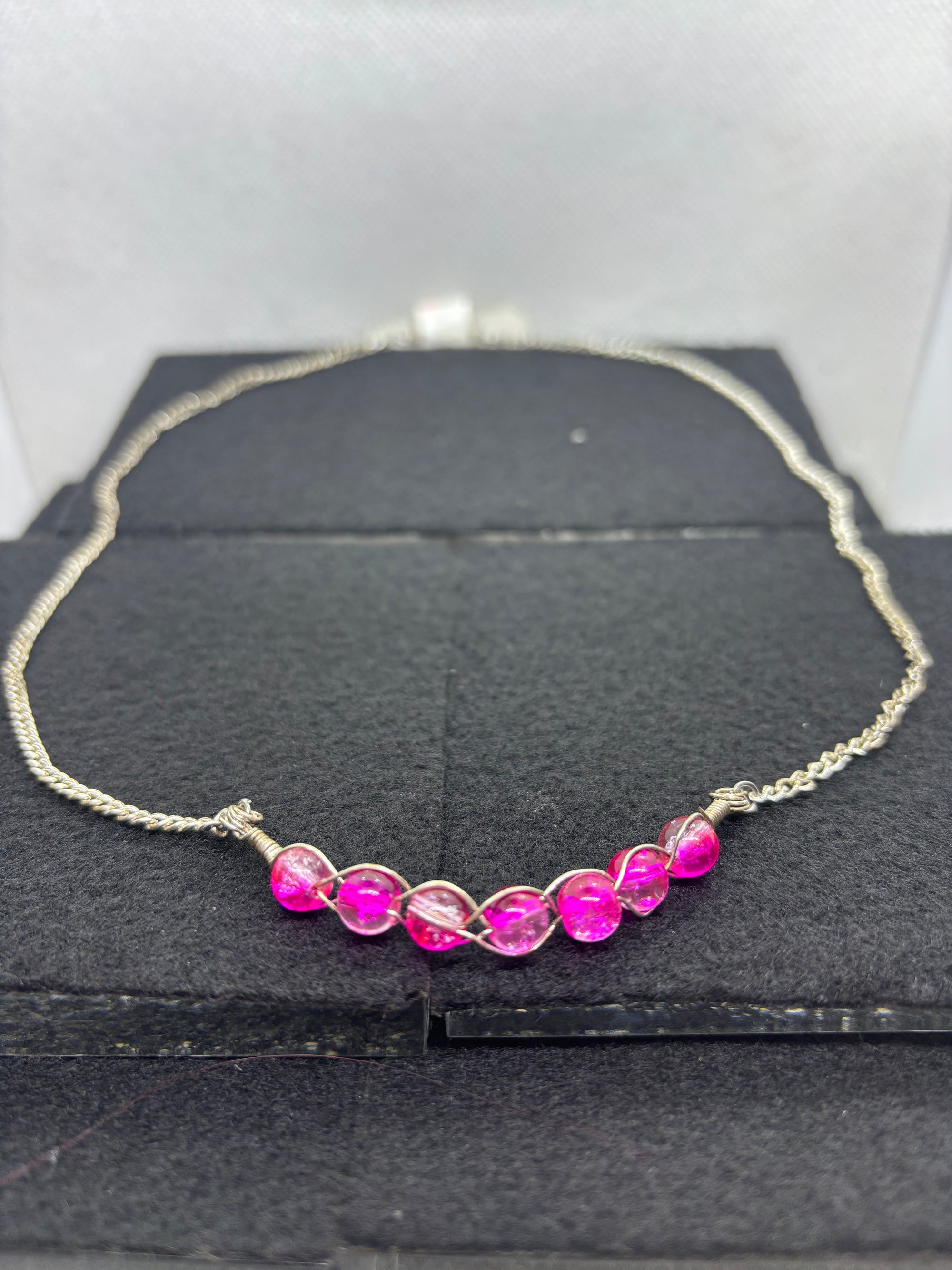 woven Pink Beaded Necklace