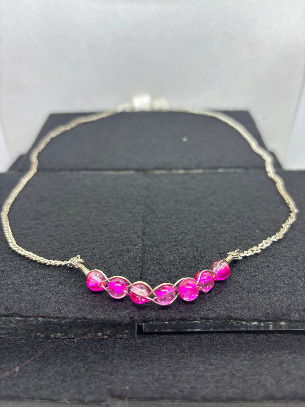 woven Pink Beaded Necklace