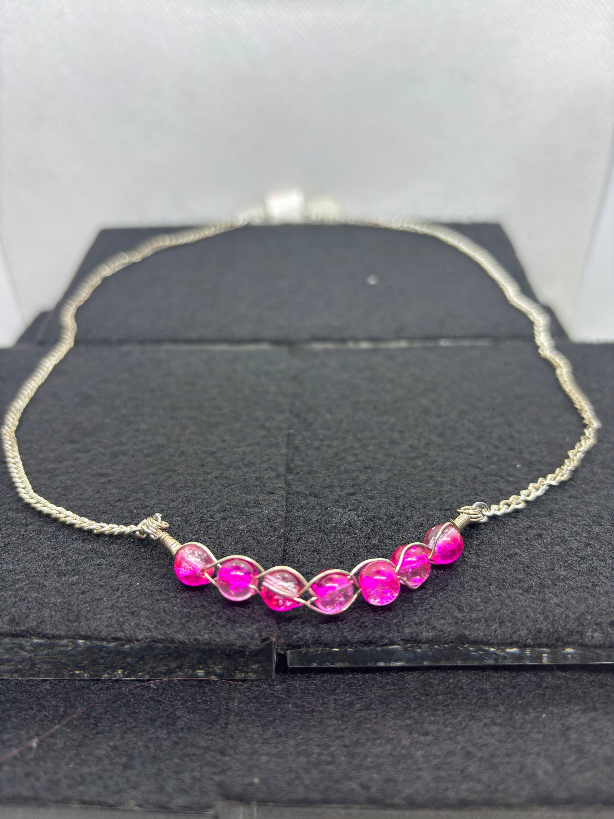 woven Pink Beaded Necklace