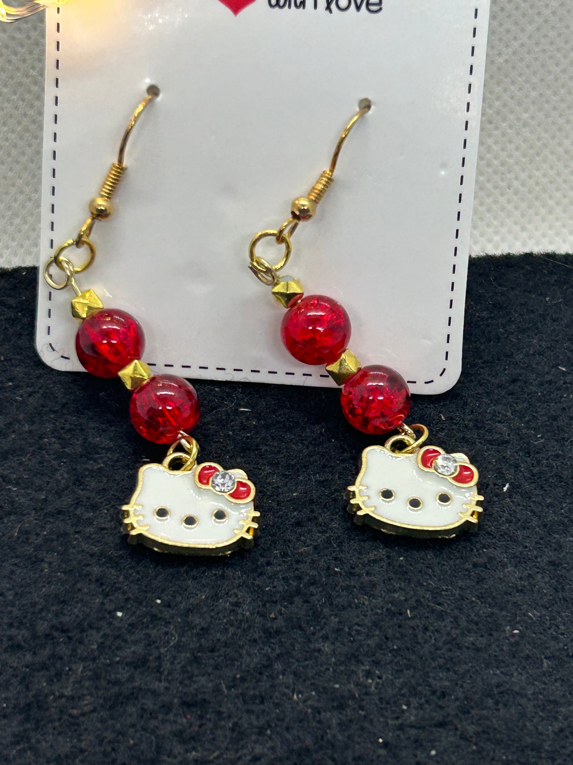 Red Kitty Earrings