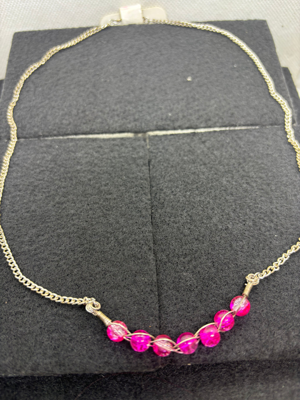 woven Pink Beaded Necklace