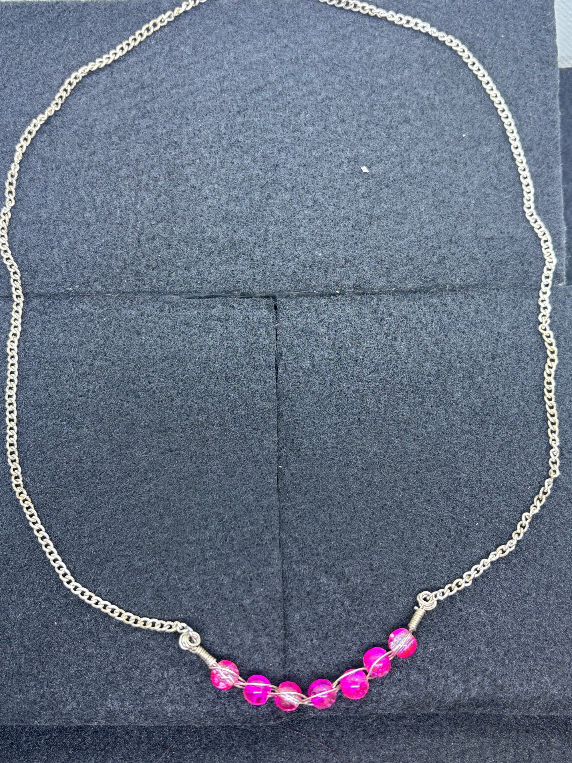 woven Pink Beaded Necklace