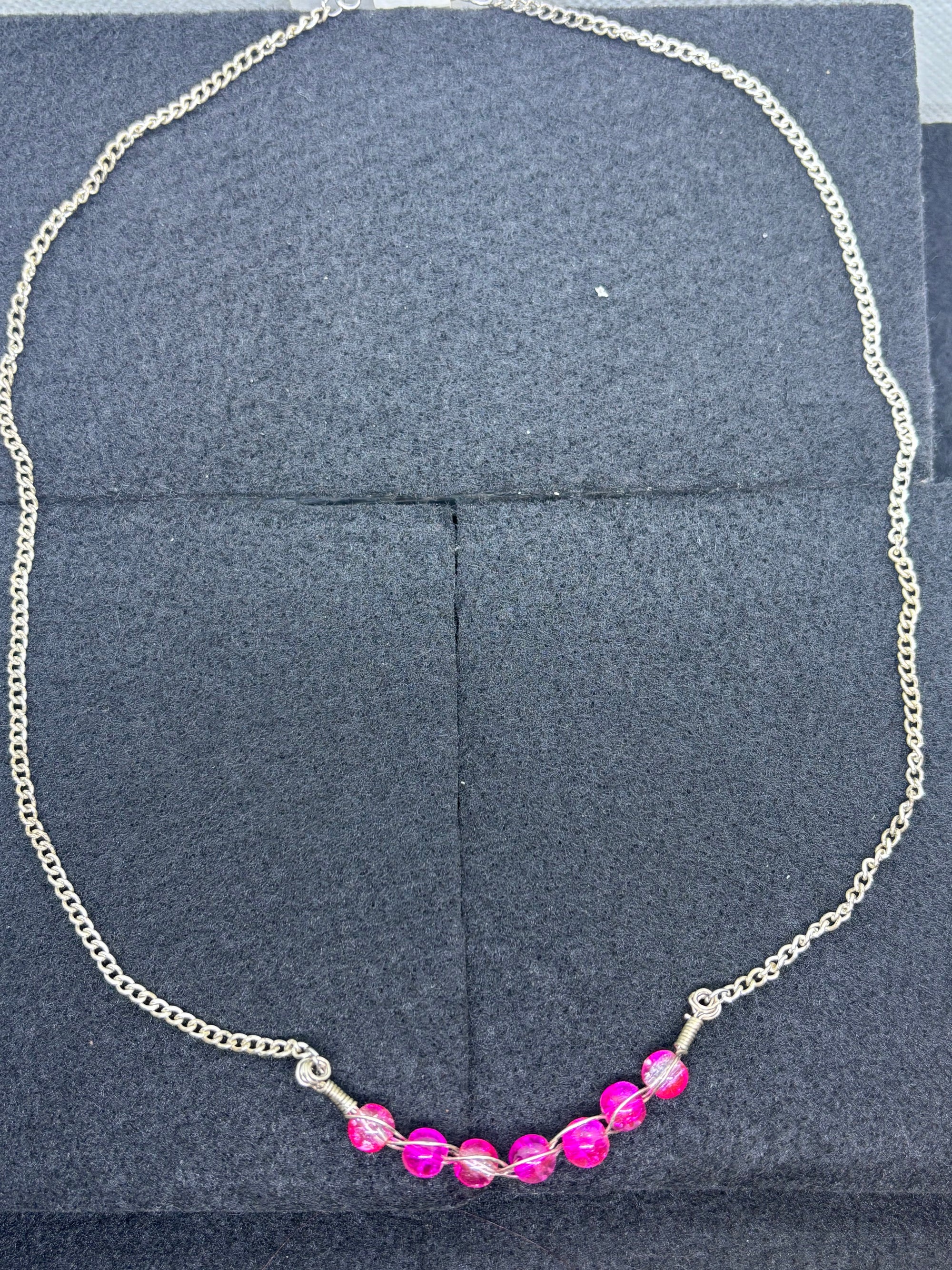 woven Pink Beaded Necklace