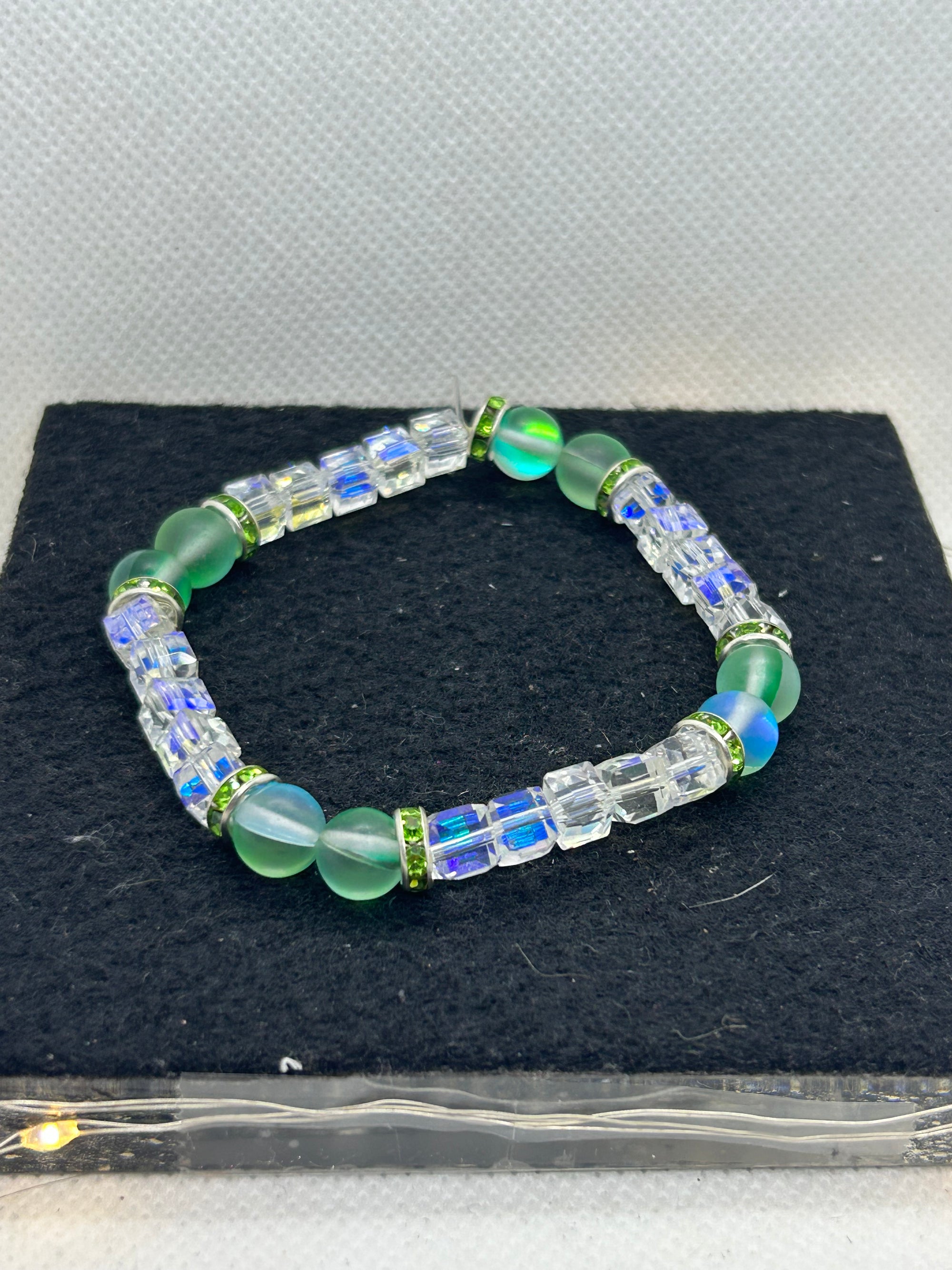 Green Glowing Mermaid Glass Beaded Bracelet