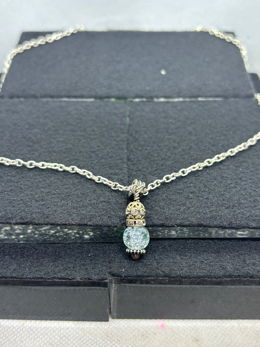 Silver Necklace with Beaded Pendant