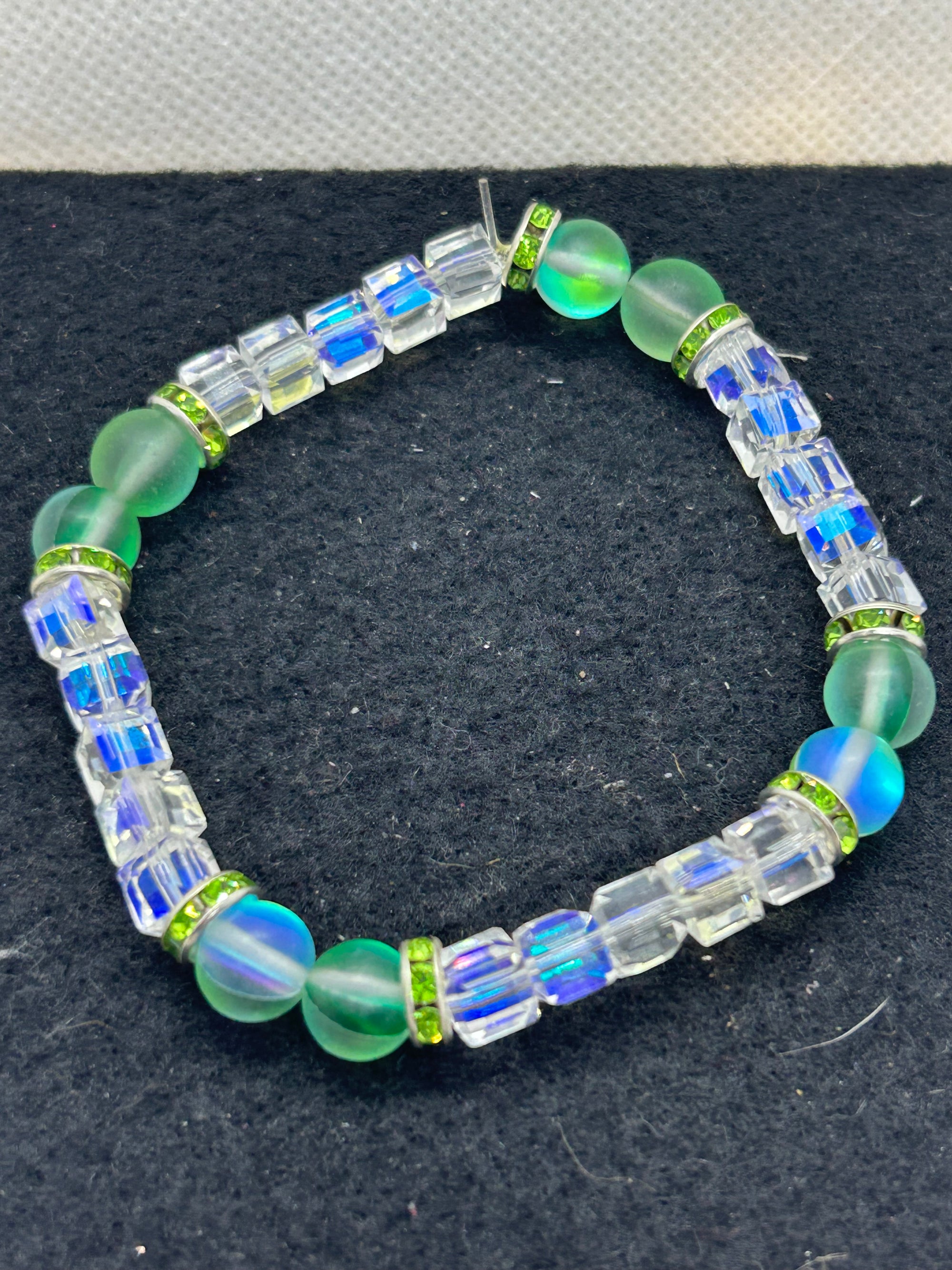 Green Glowing Mermaid Glass Beaded Bracelet