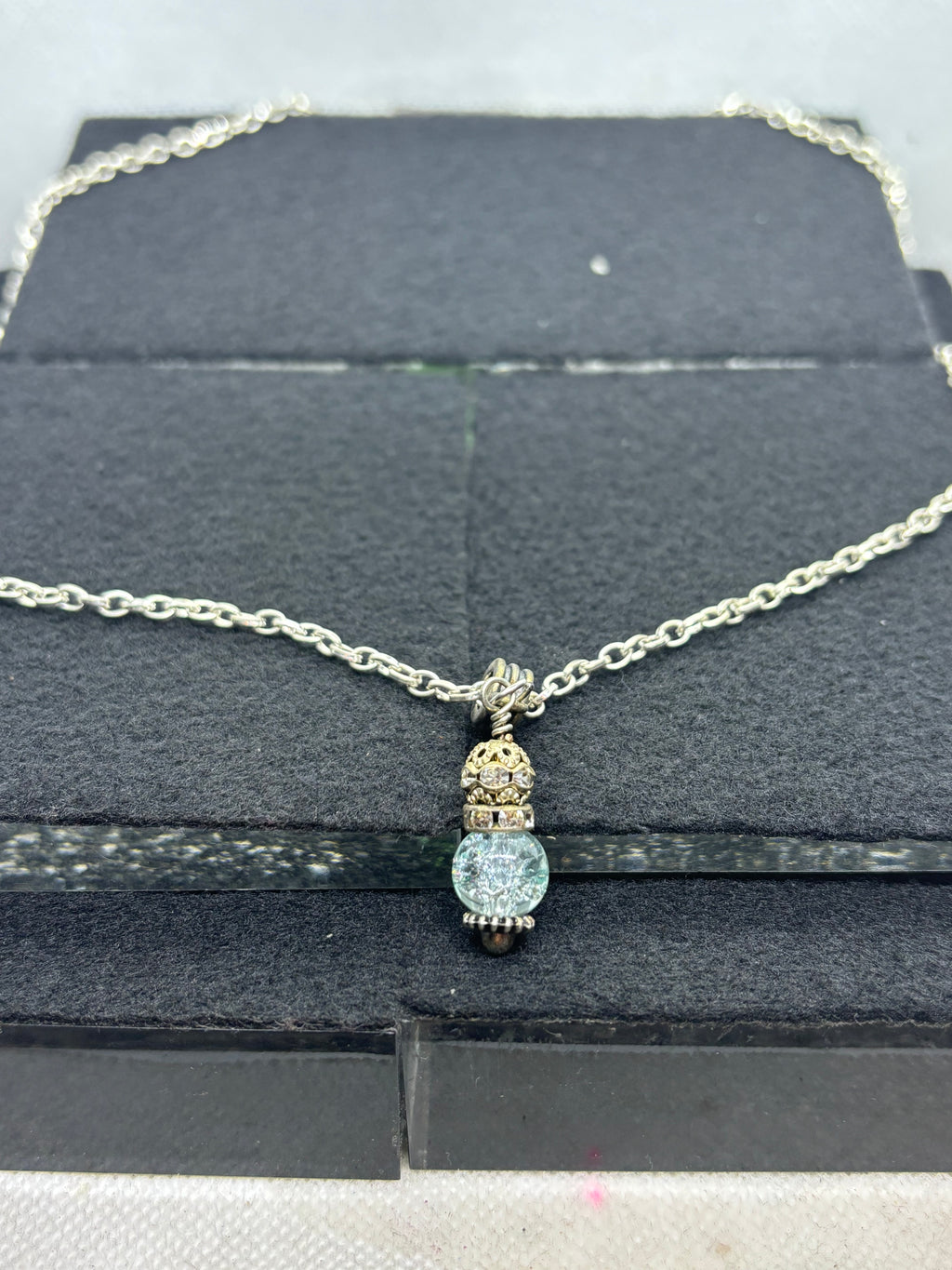 Silver Necklace with Beaded Pendant