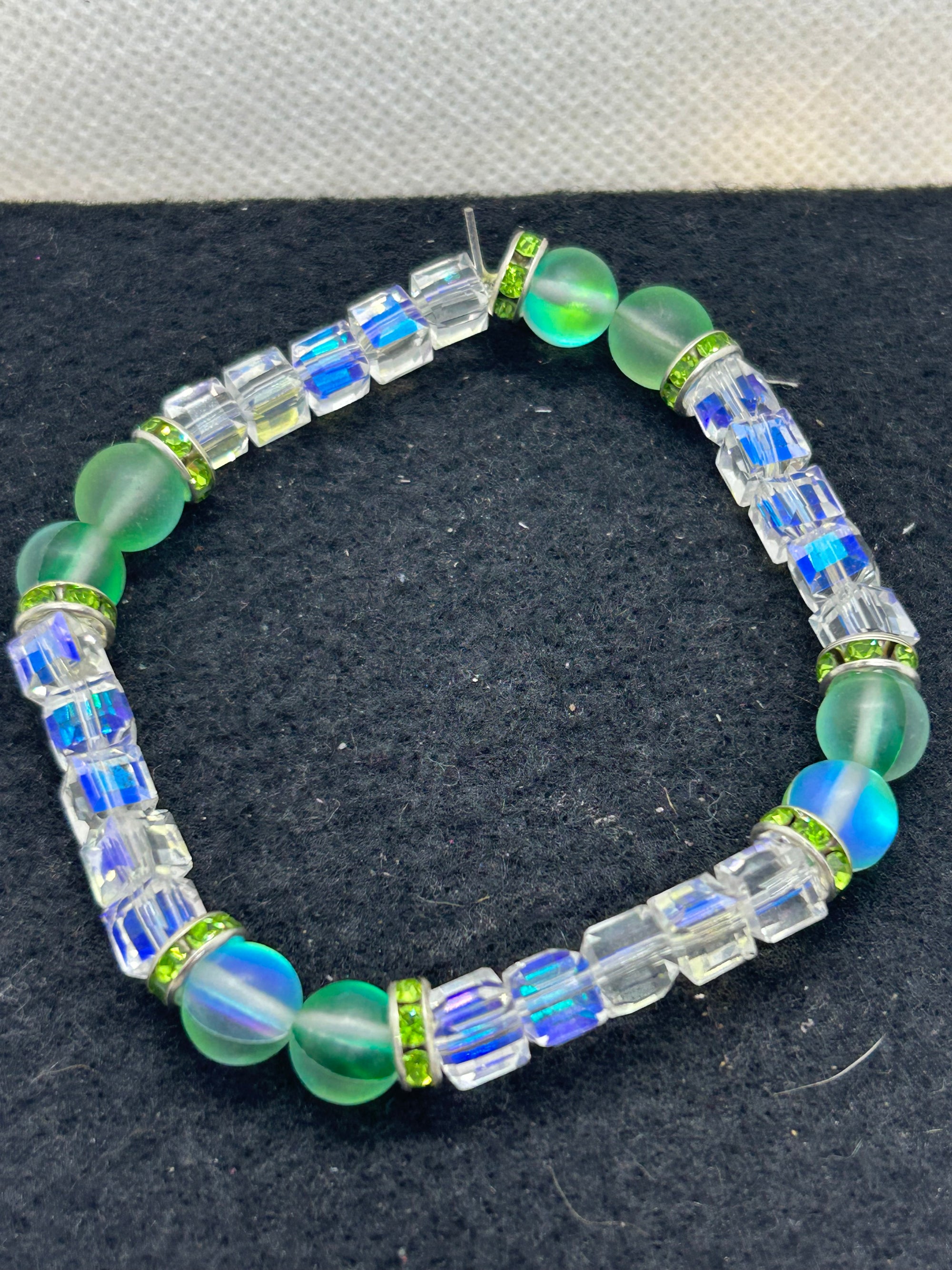 Green Glowing Mermaid Glass Beaded Bracelet