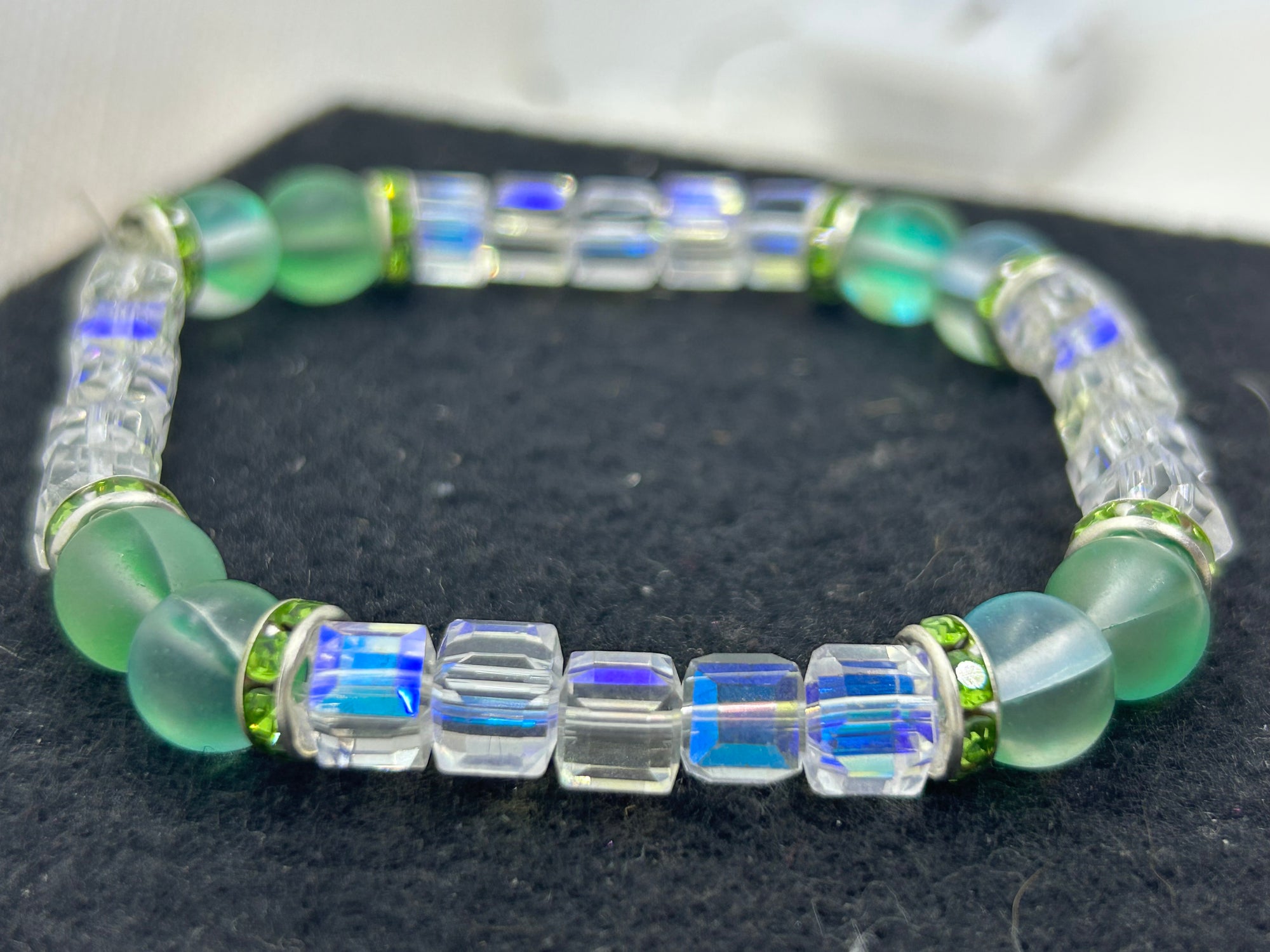 Green Glowing Mermaid Glass Beaded Bracelet