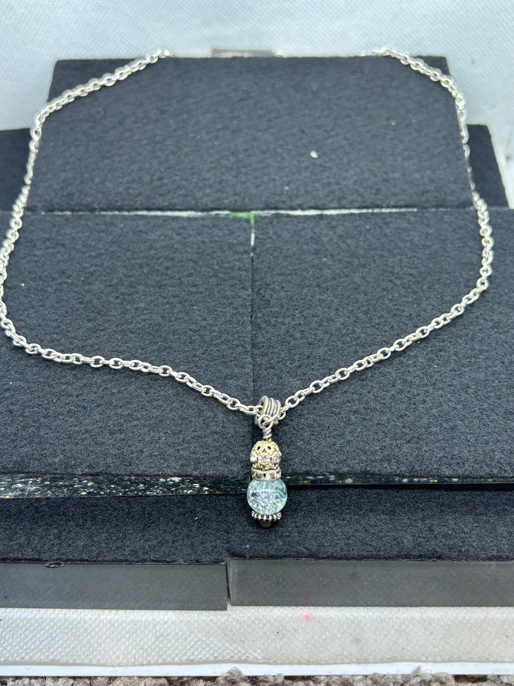 Silver Necklace with Beaded Pendant