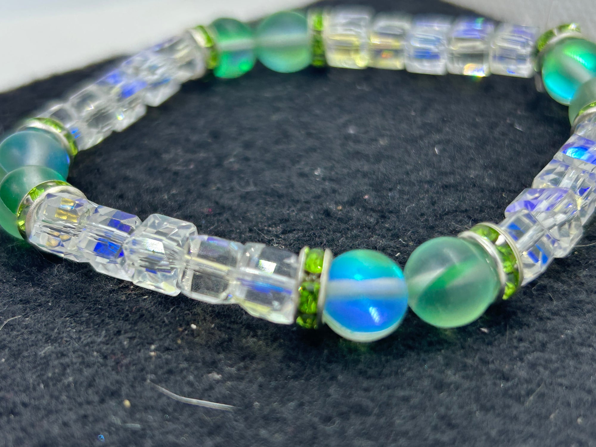 Green Glowing Mermaid Glass Beaded Bracelet