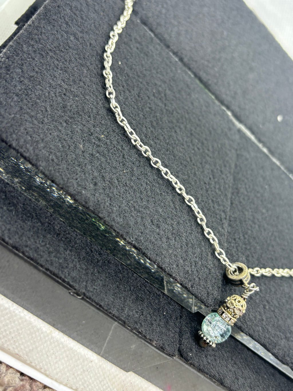 Silver Necklace with Beaded Pendant