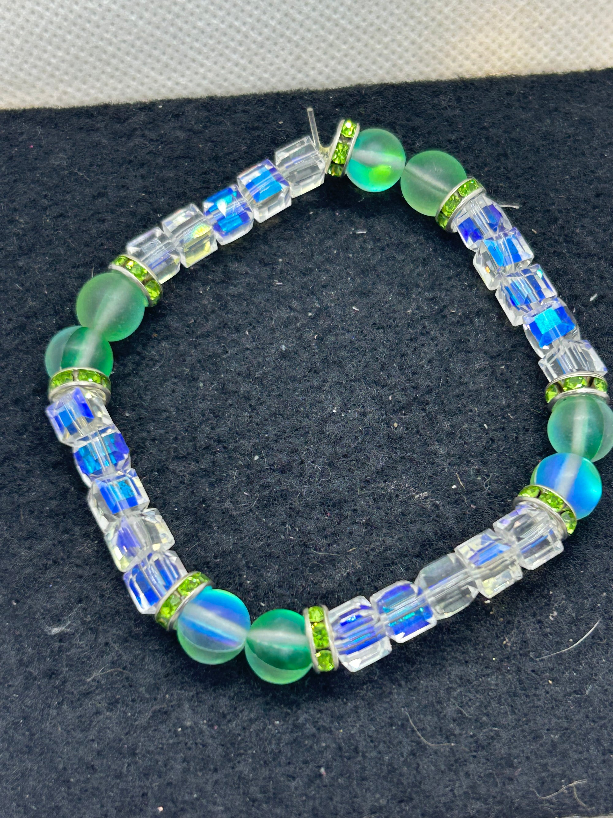Green Glowing Mermaid Glass Beaded Bracelet