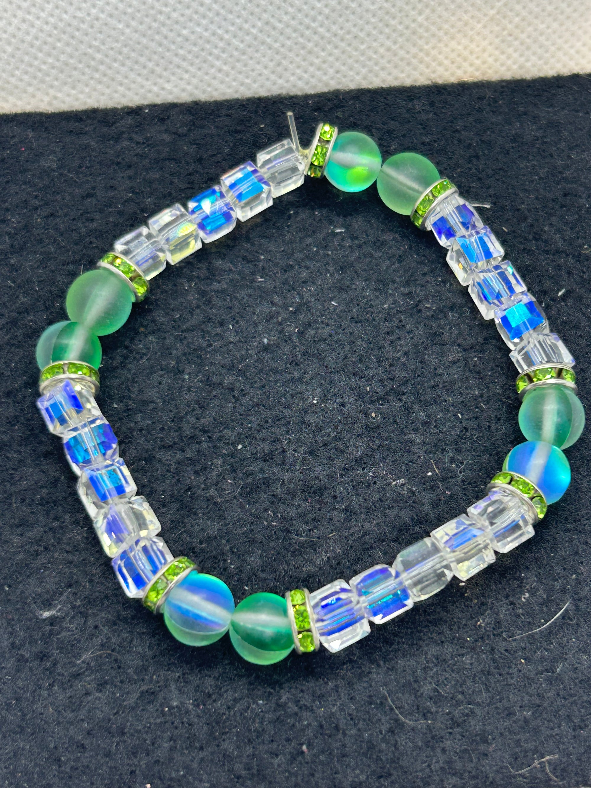 Green Glowing Mermaid Glass Beaded Bracelet
