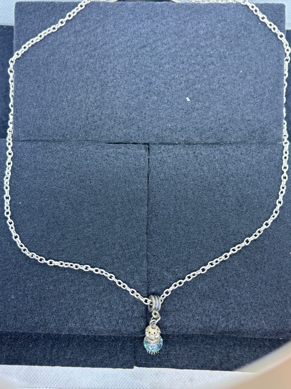 Silver Necklace with Beaded Pendant
