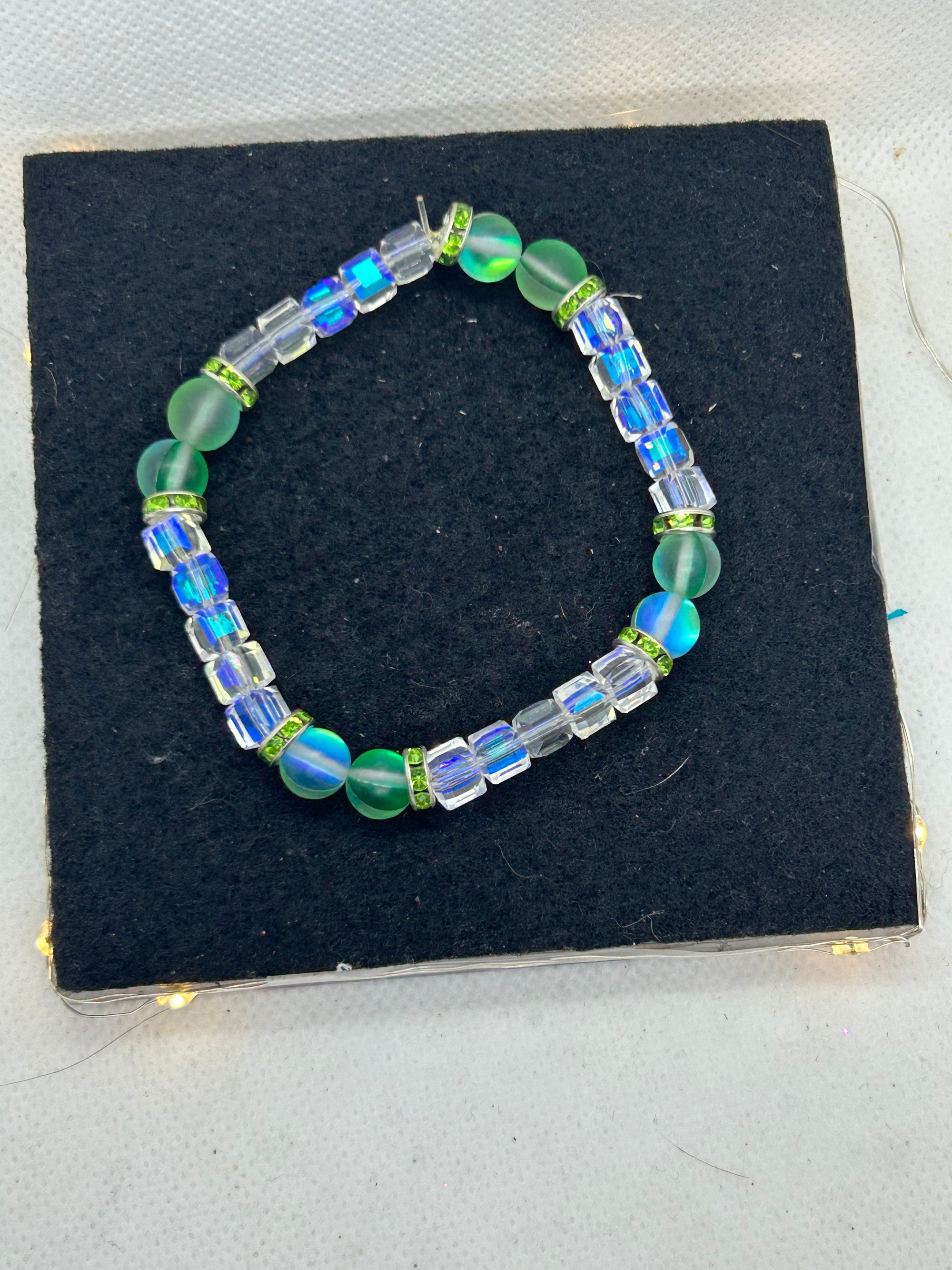 Green Glowing Mermaid Glass Beaded Bracelet