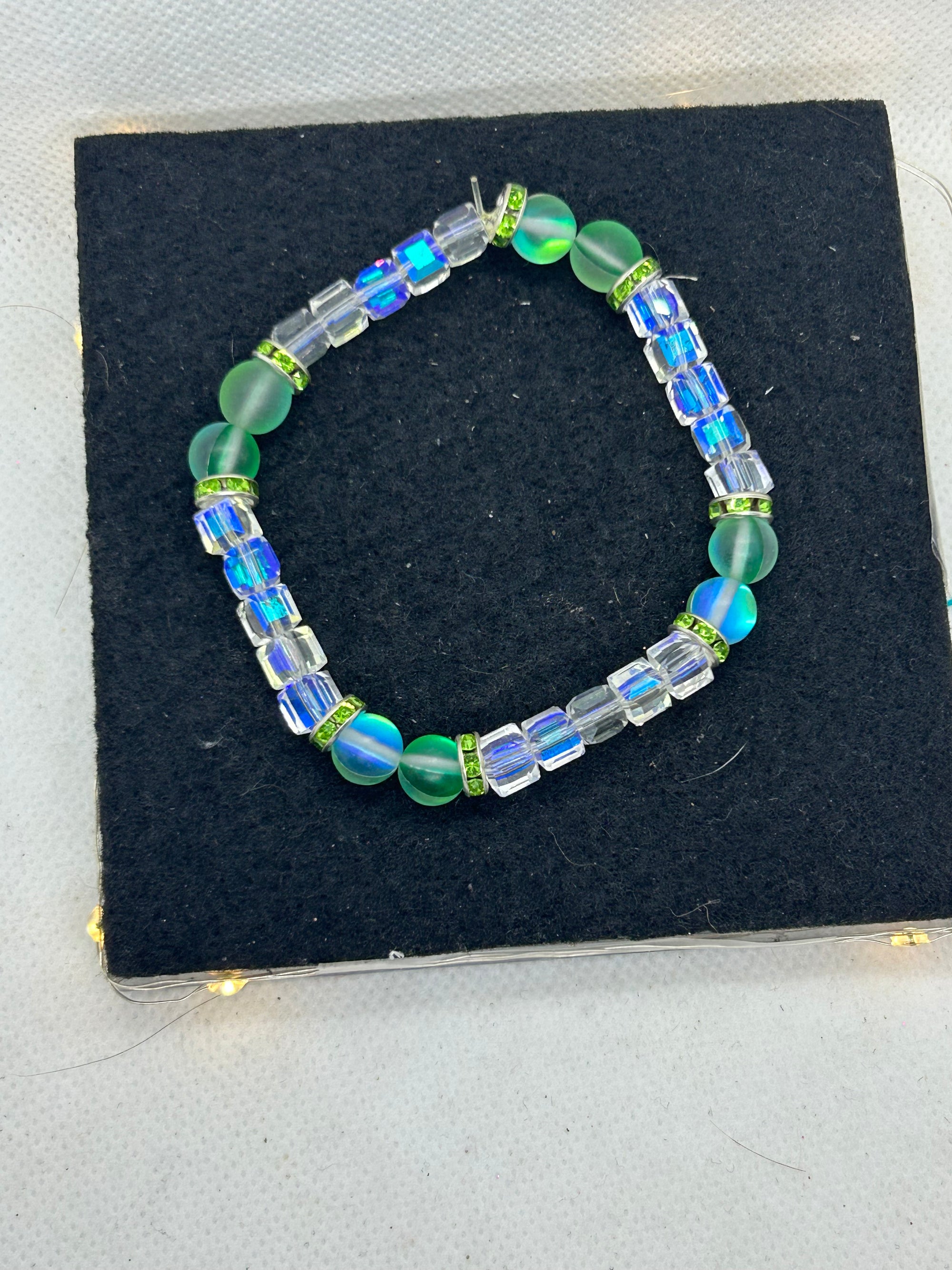 Green Glowing Mermaid Glass Beaded Bracelet