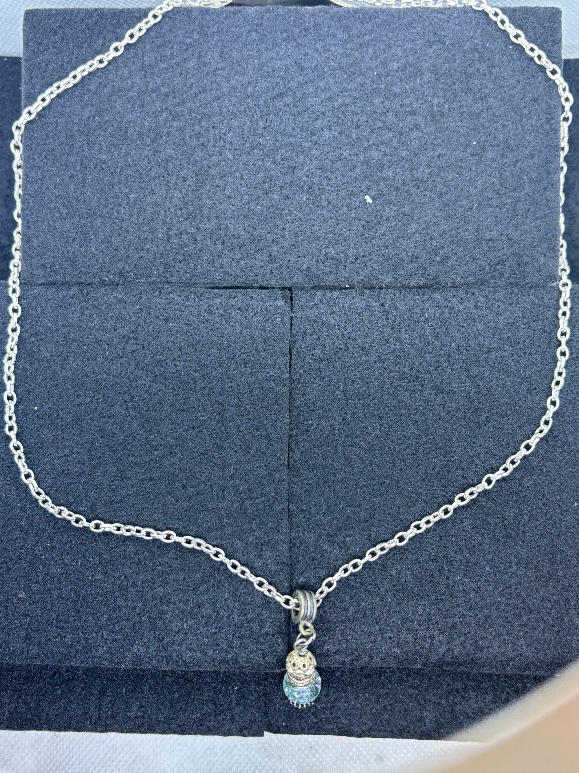 Silver Necklace with Beaded Pendant