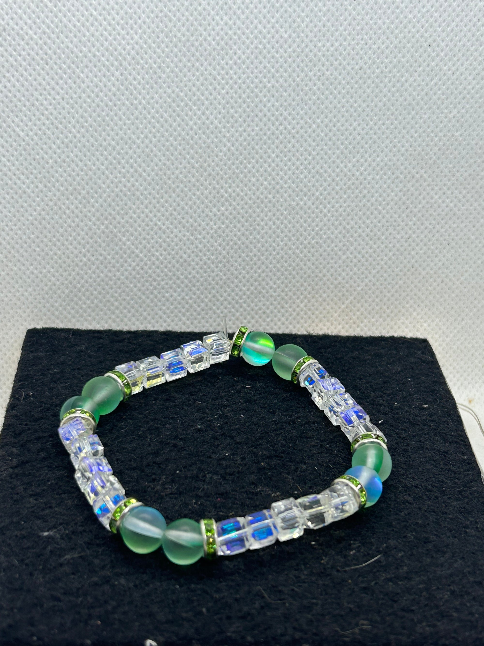 Green Glowing Mermaid Glass Beaded Bracelet