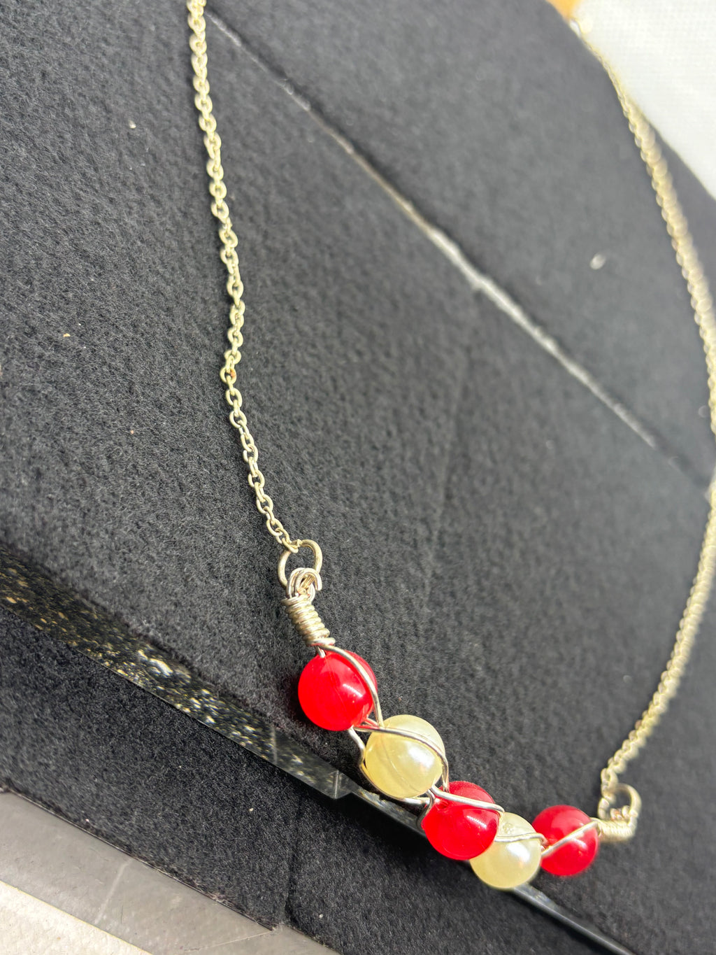 Woven Red and White Necklace