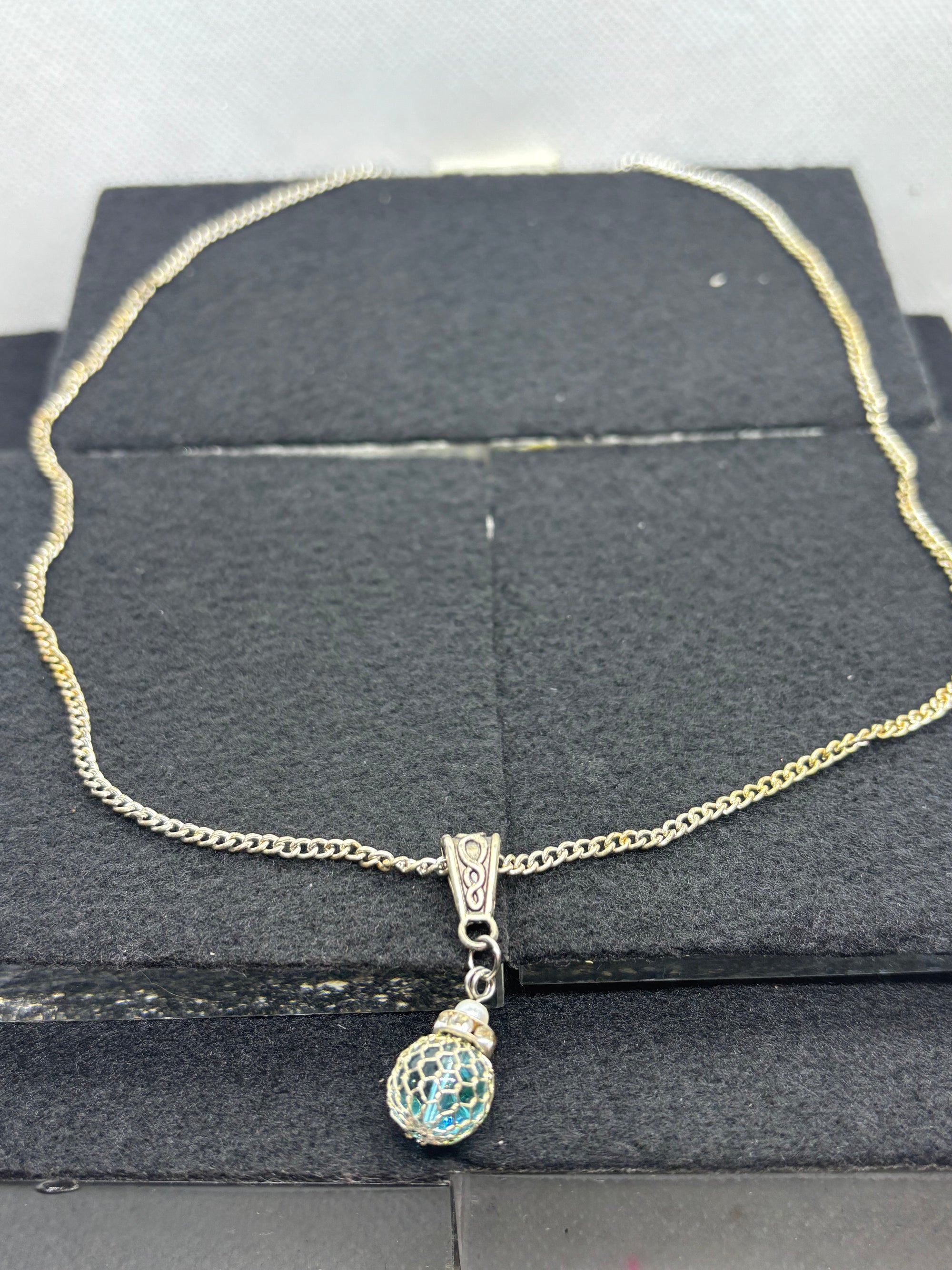 Silver Necklace with Beaded Pendant
