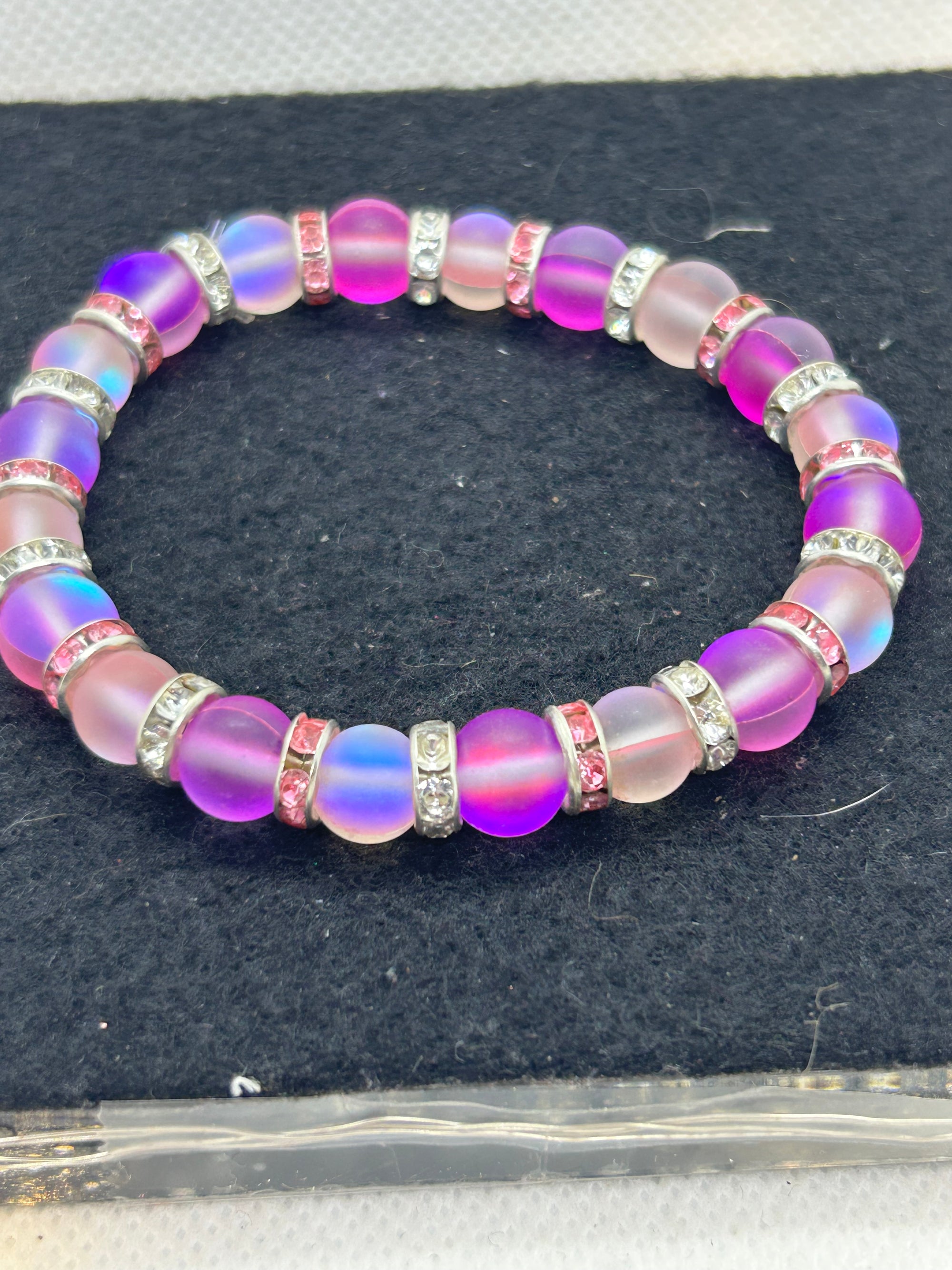 Glowing Pink Mermaid Beaded Bracelet