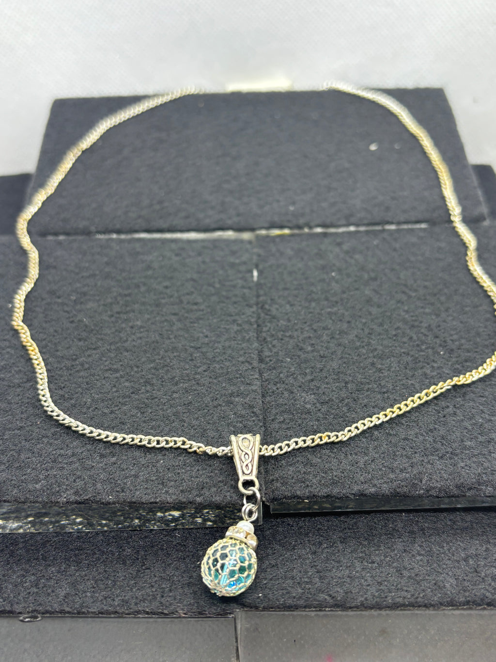 Silver Necklace with Beaded Pendant