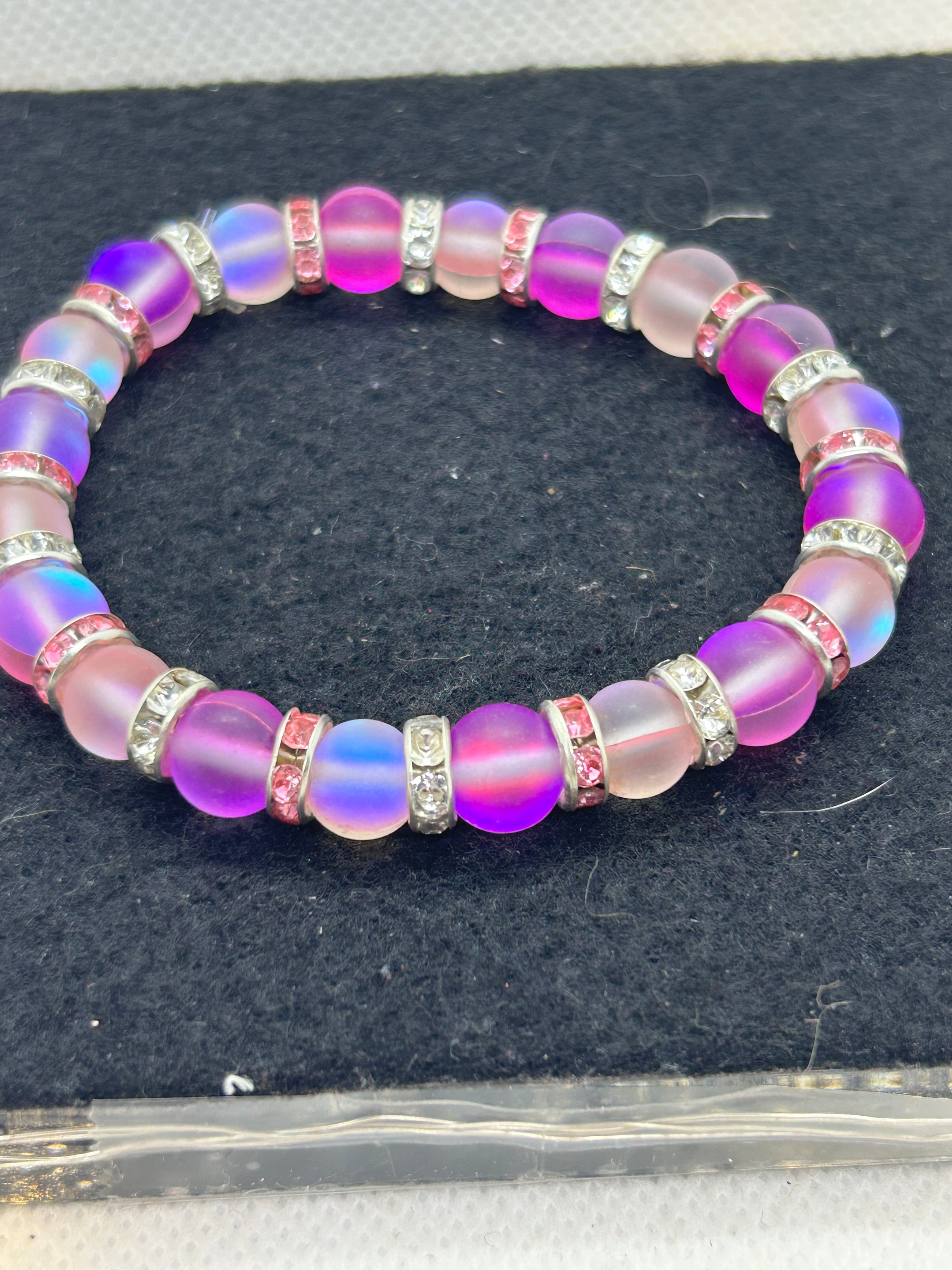 Glowing Pink Mermaid Beaded Bracelet