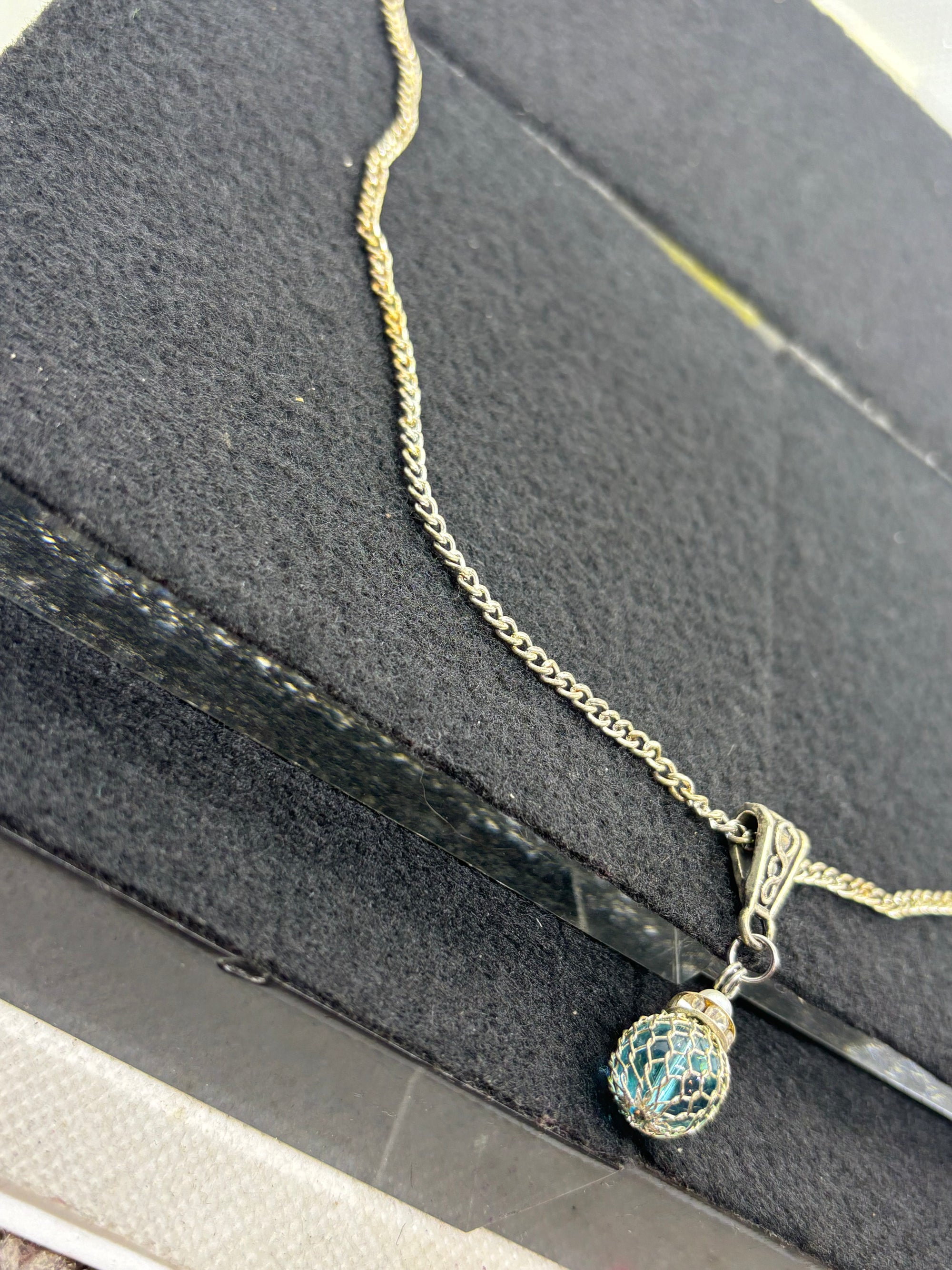 Silver Necklace with Beaded Pendant