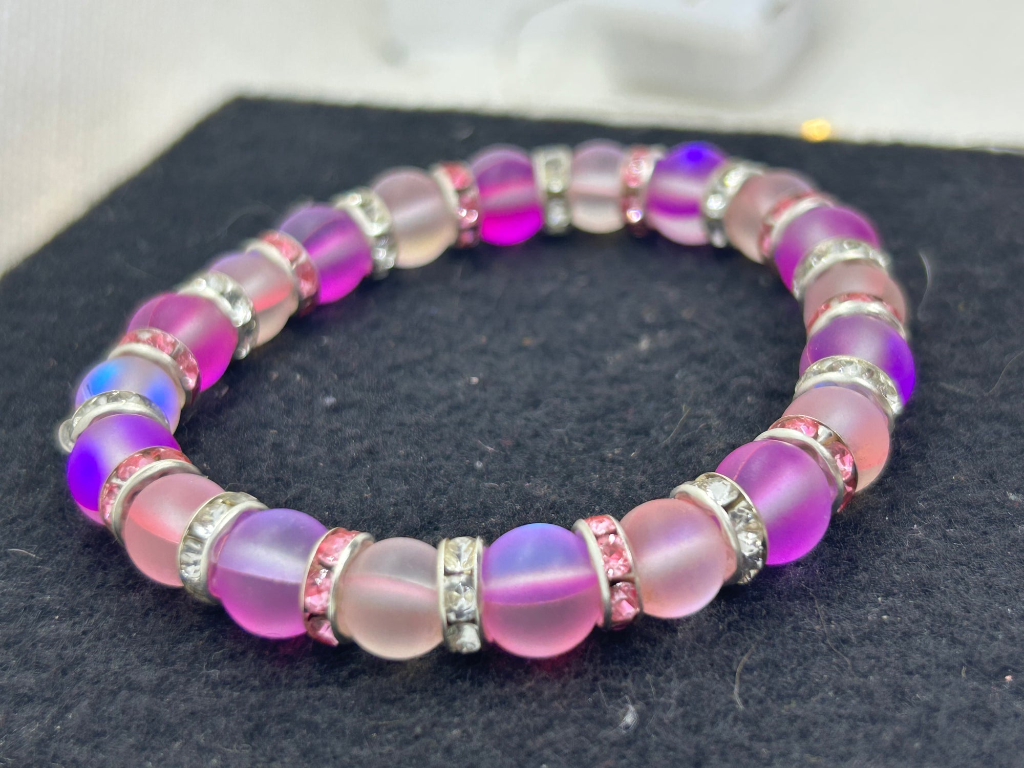 Glowing Pink Mermaid Beaded Bracelet