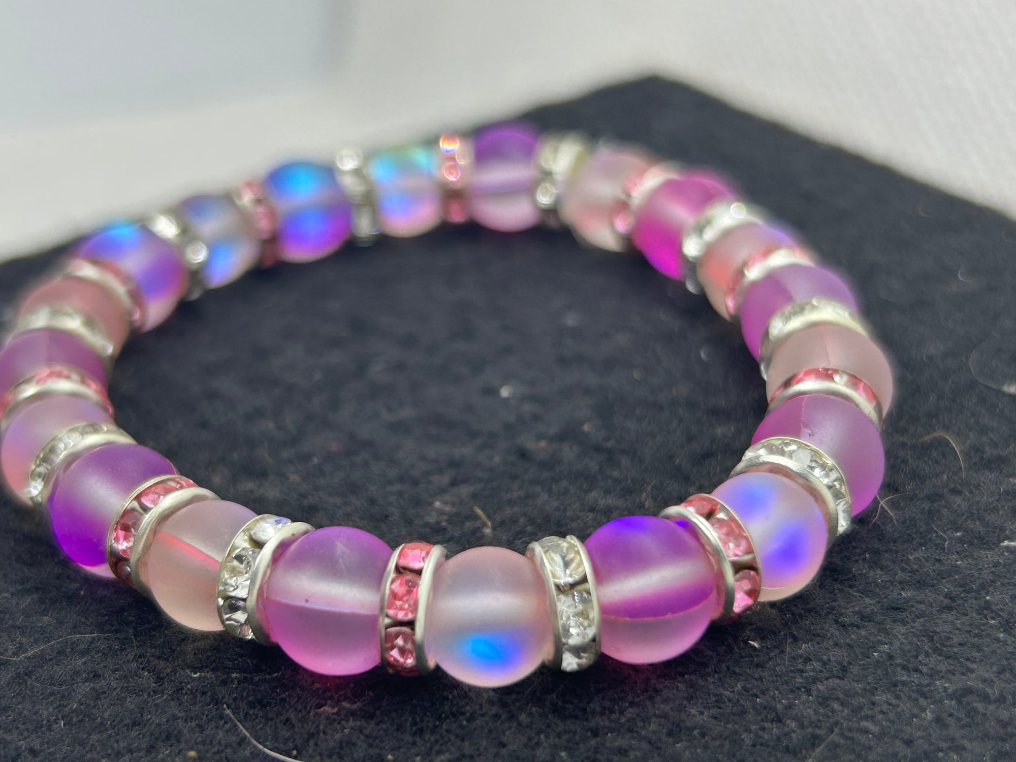 Glowing Pink Mermaid Beaded Bracelet