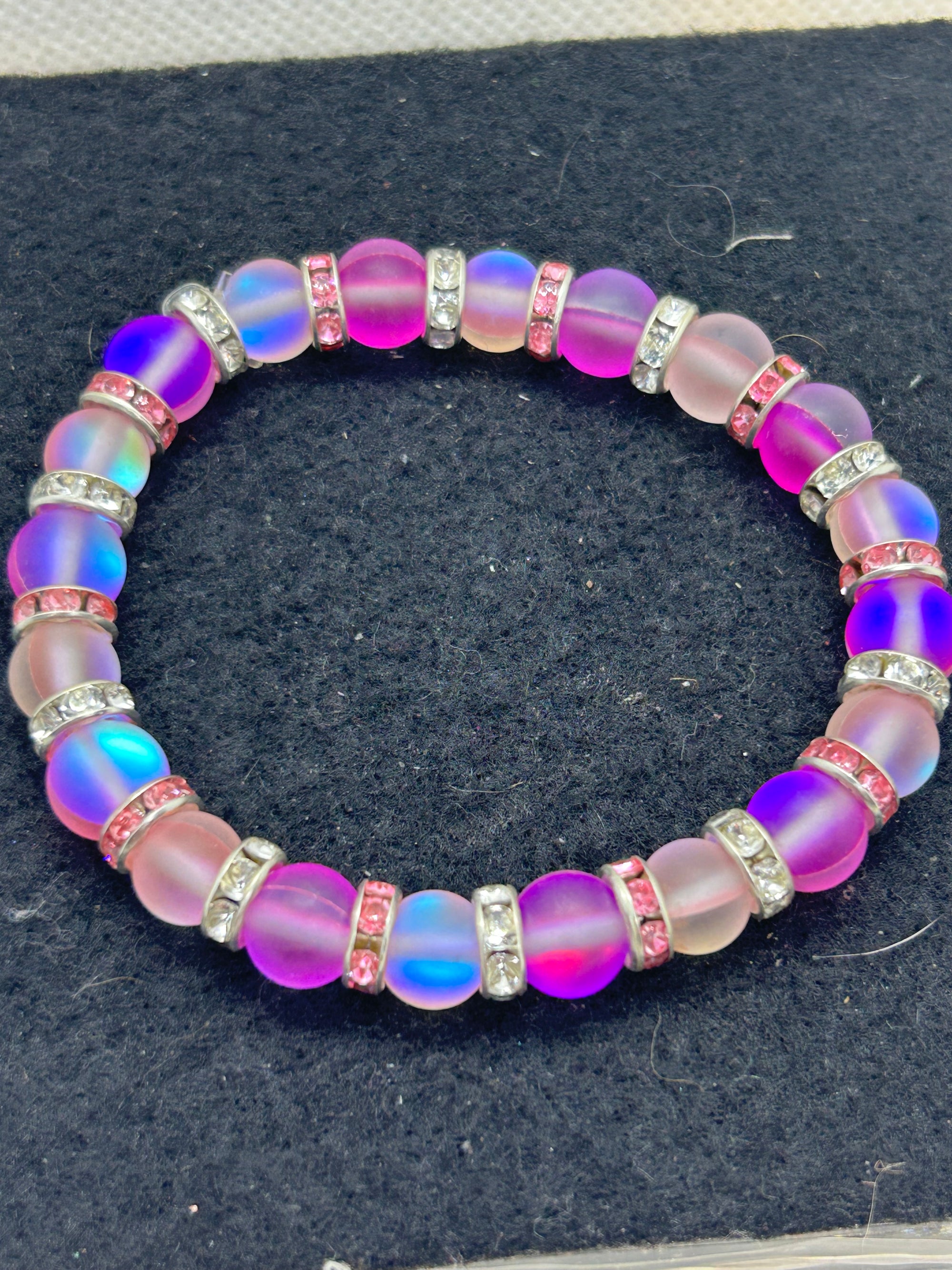 Glowing Pink Mermaid Beaded Bracelet