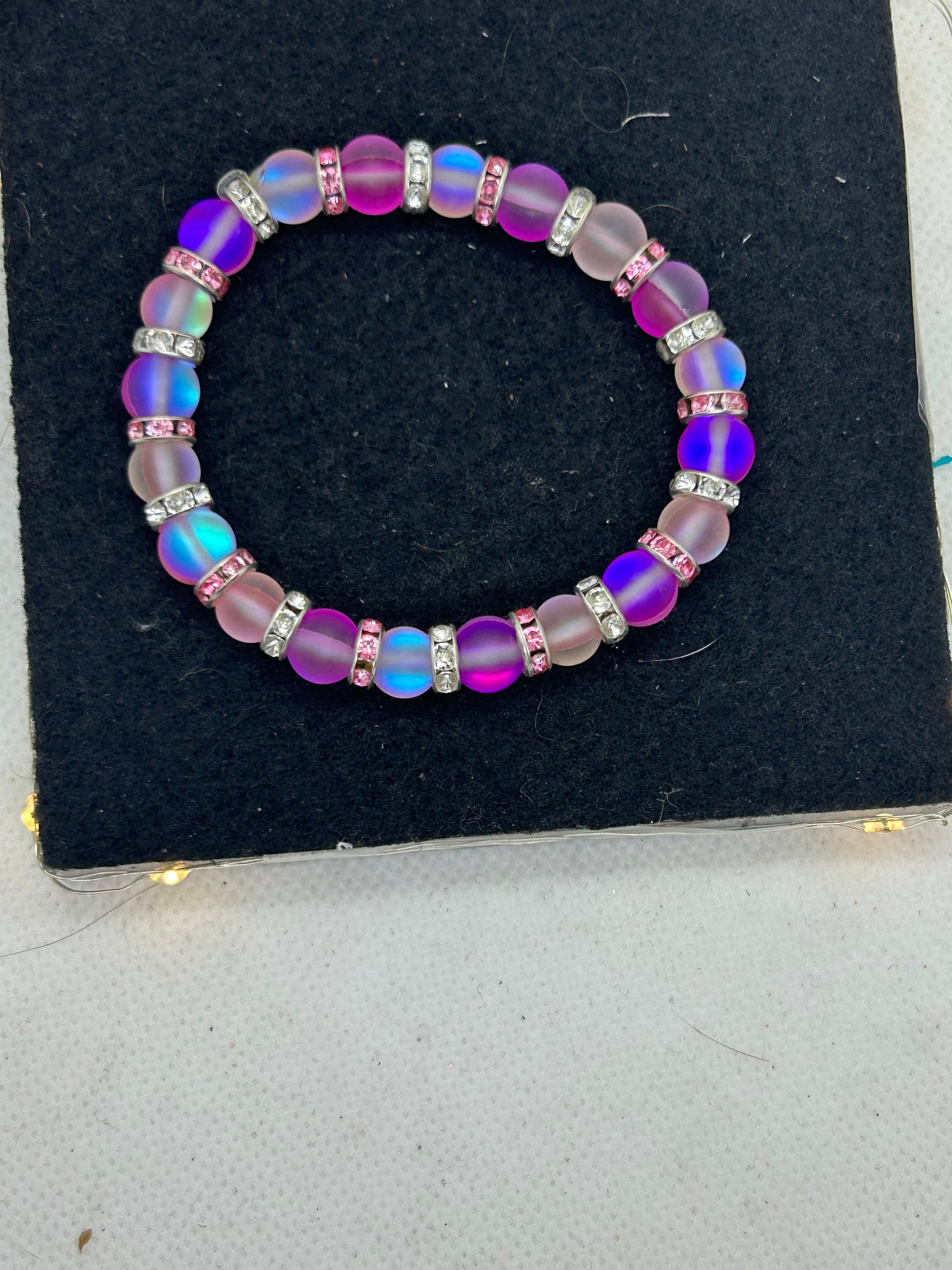 Glowing Pink Mermaid Beaded Bracelet