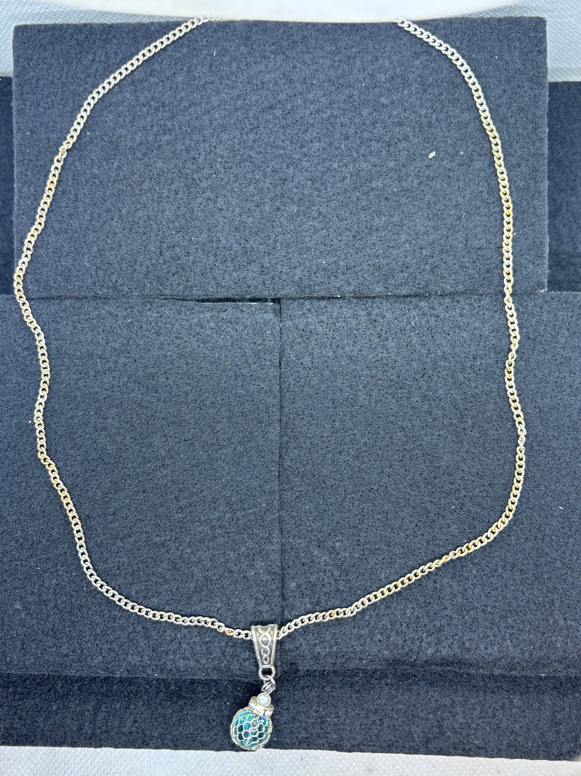 Silver Necklace with Beaded Pendant