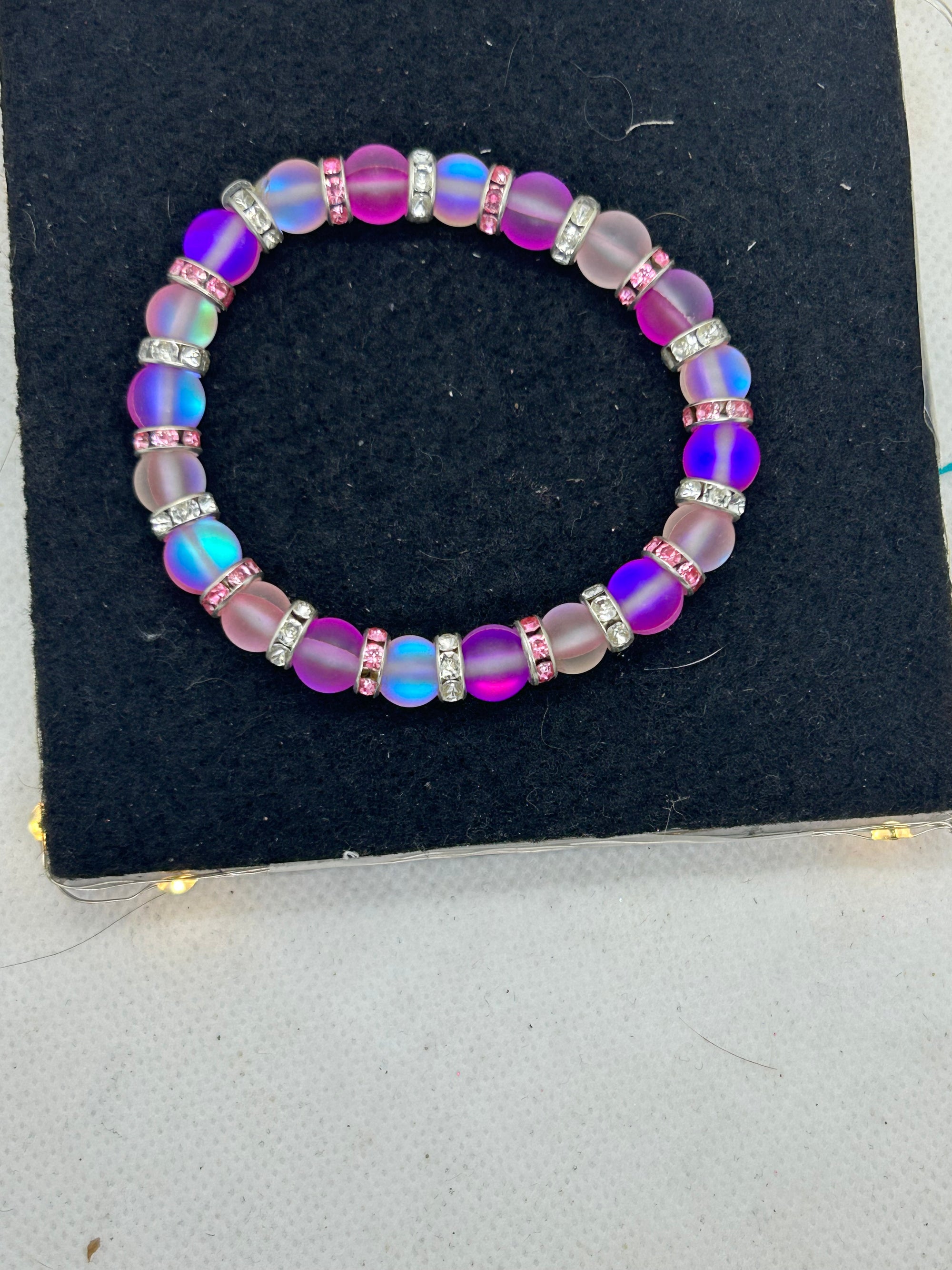 Glowing Pink Mermaid Beaded Bracelet
