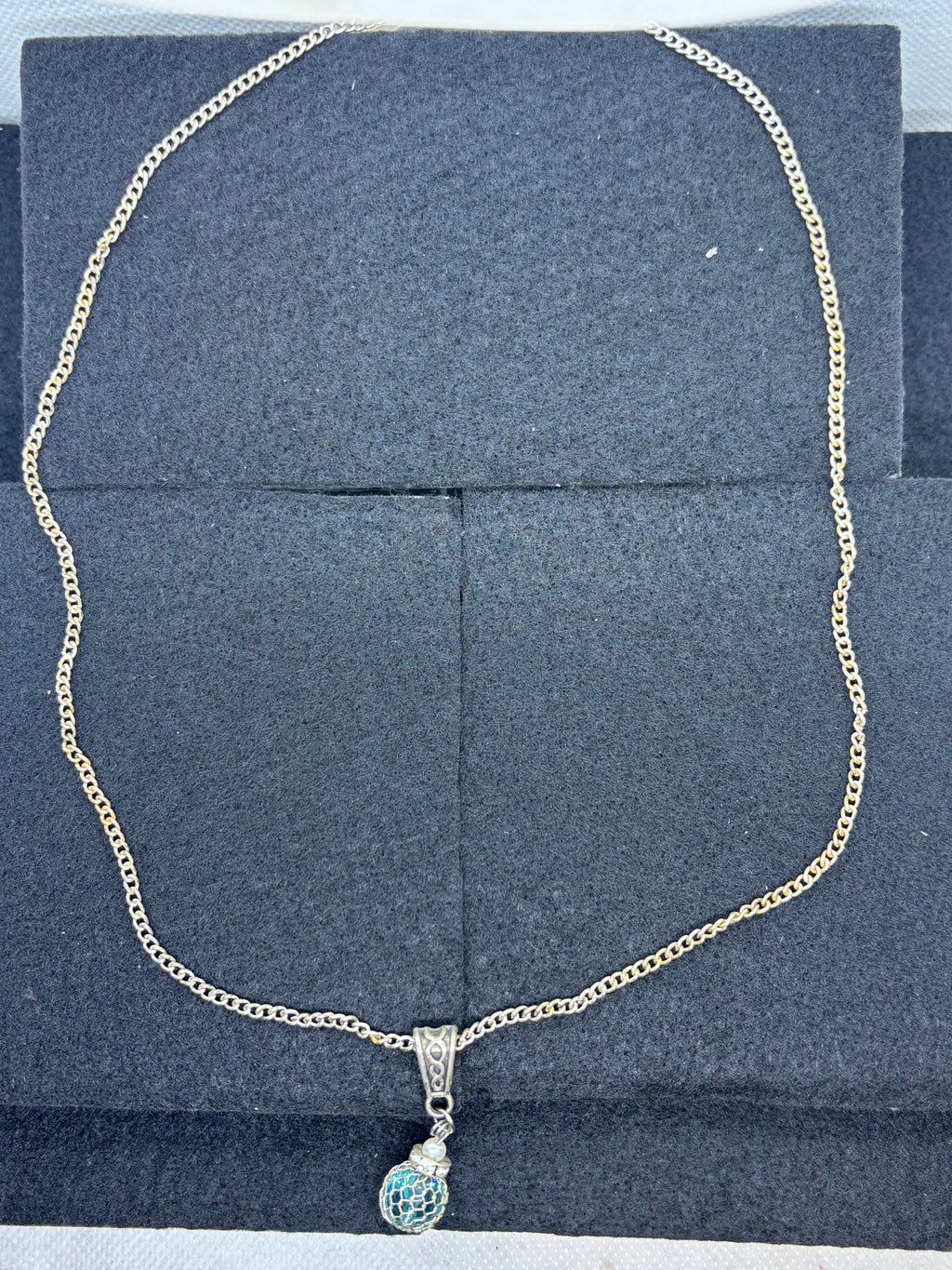 Silver Necklace with Beaded Pendant