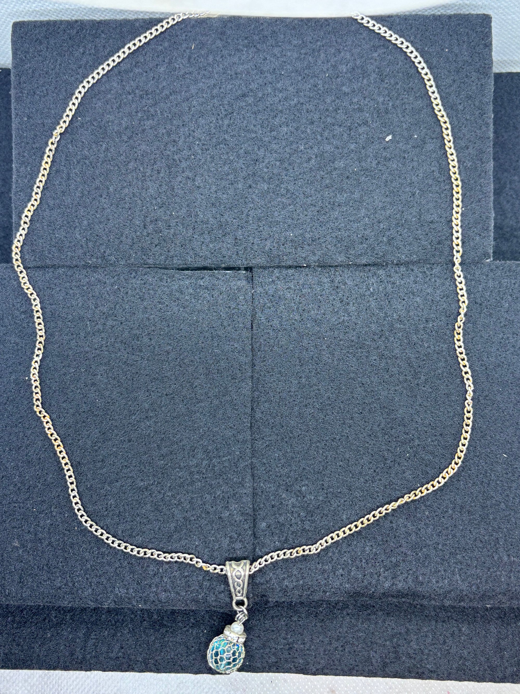 Silver Necklace with Beaded Pendant