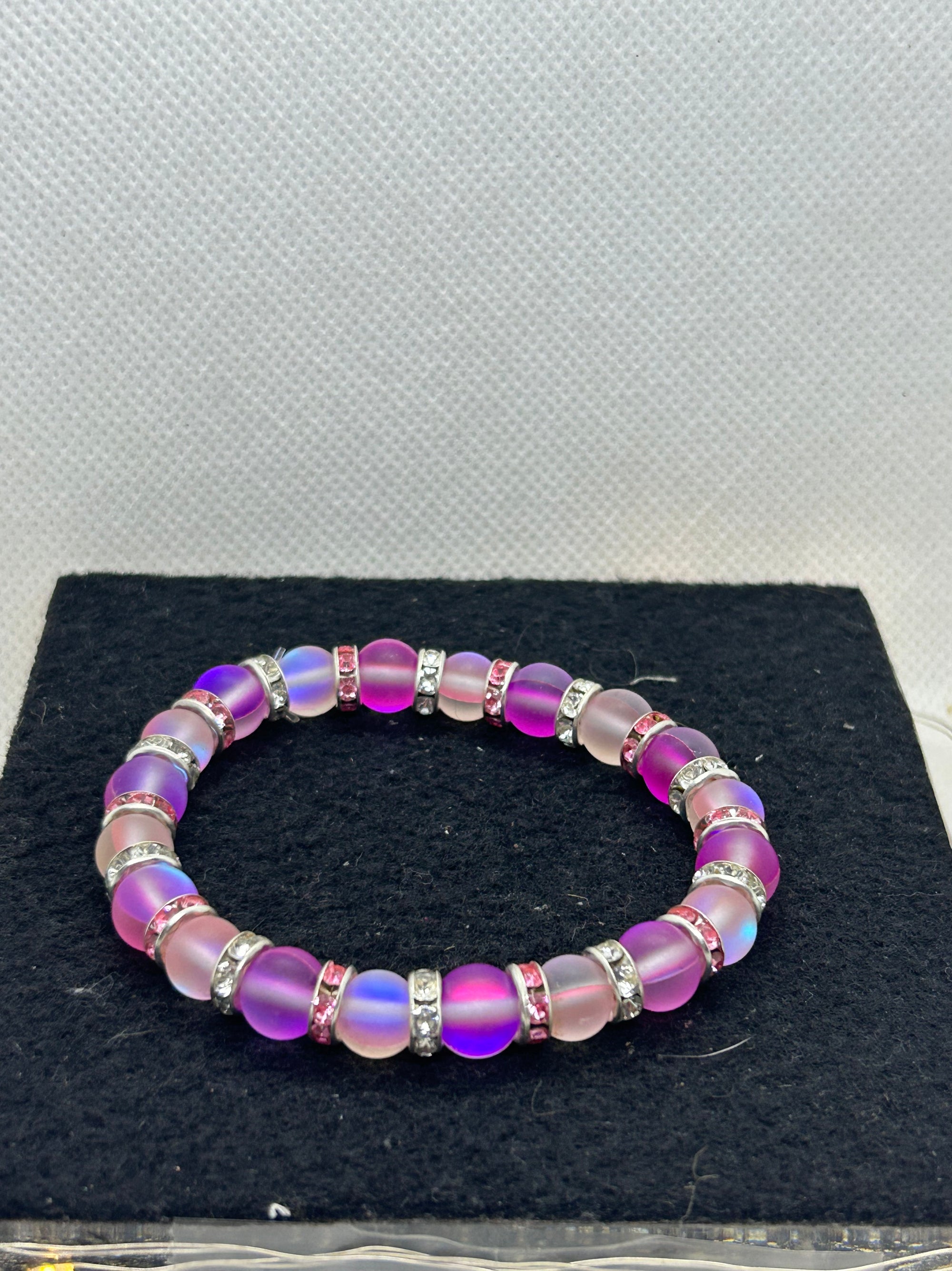 Glowing Pink Mermaid Beaded Bracelet