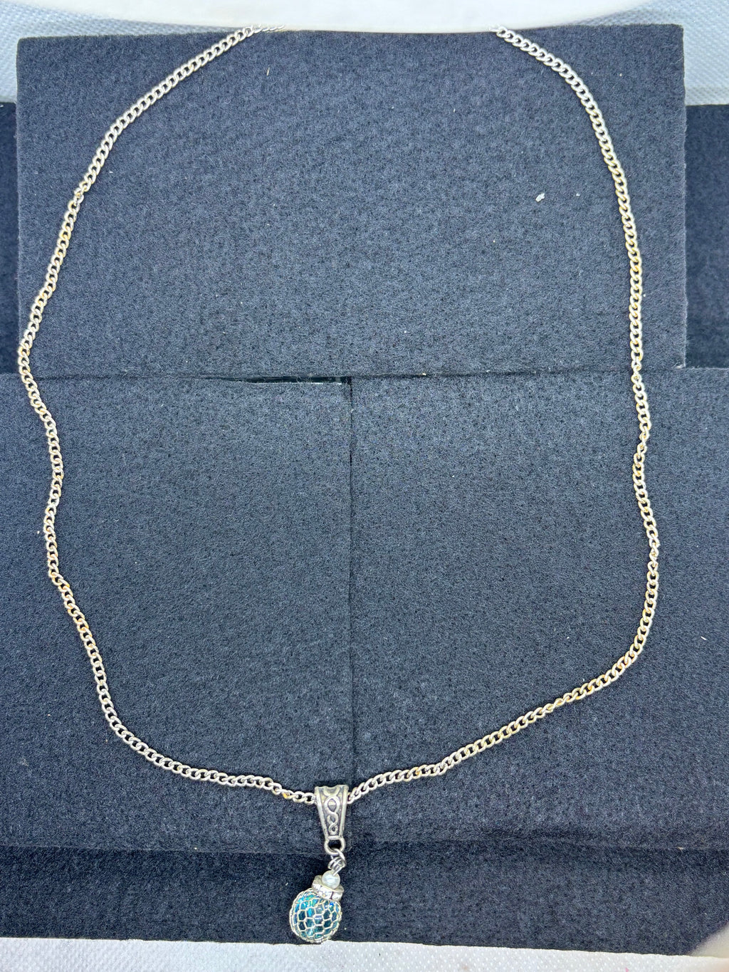 Silver Necklace with Beaded Pendant