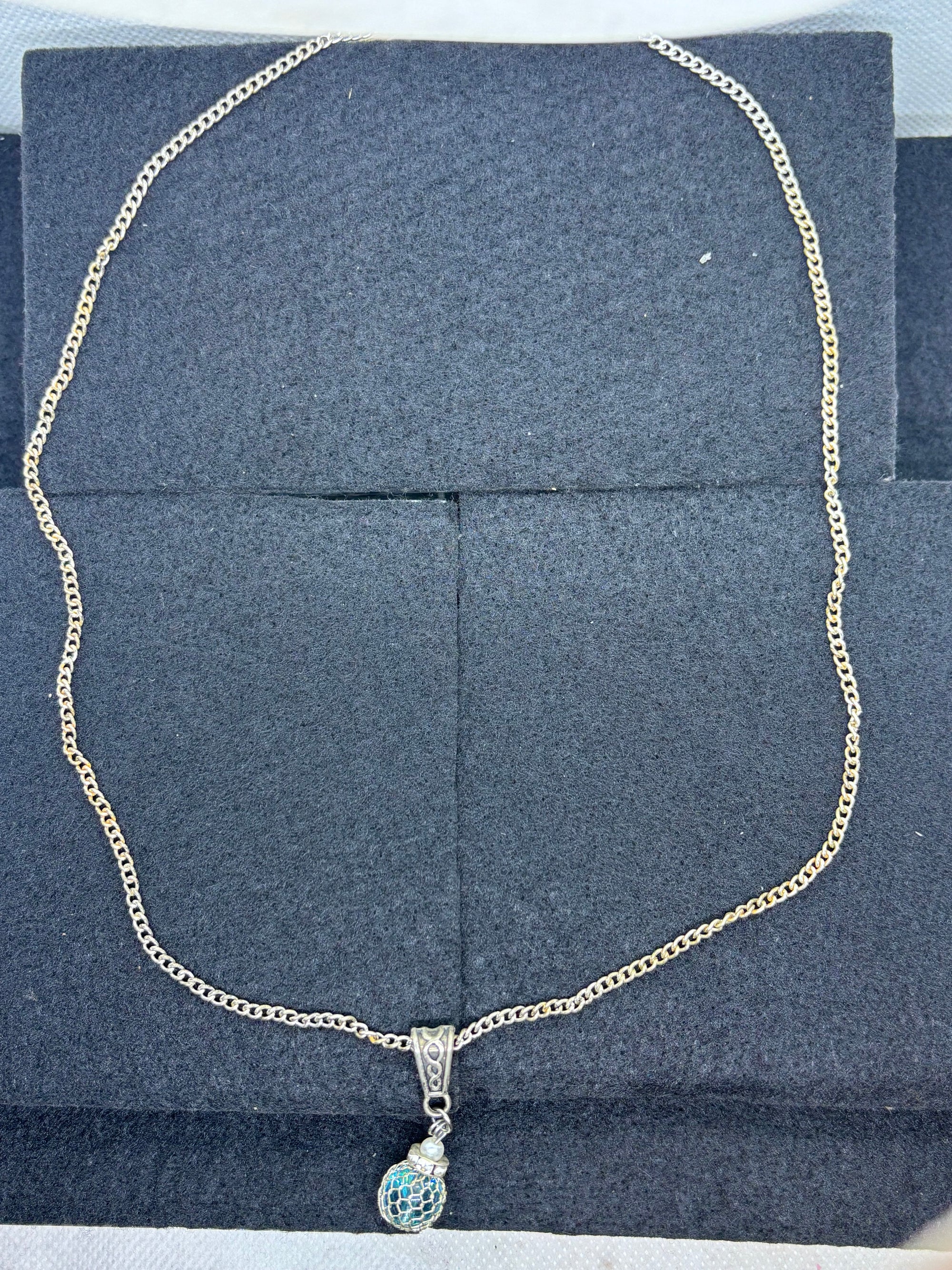 Silver Necklace with Beaded Pendant