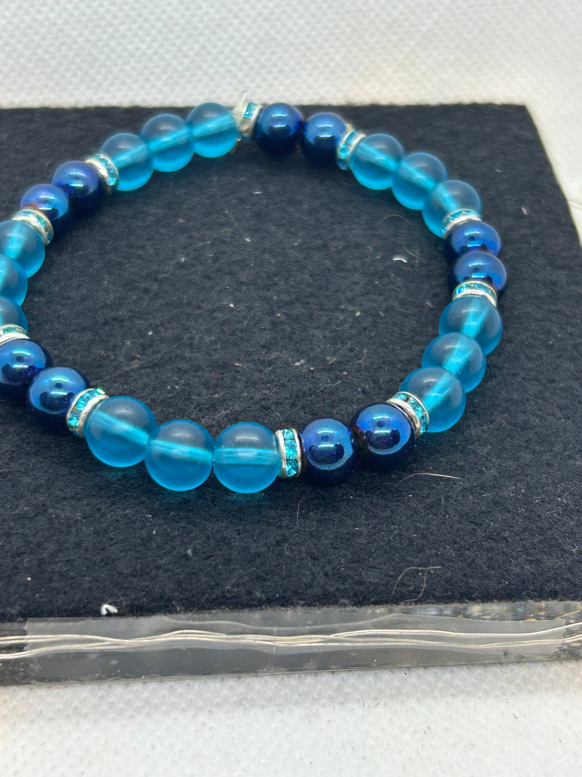 Blue Sea Glass Beaded Earrings
