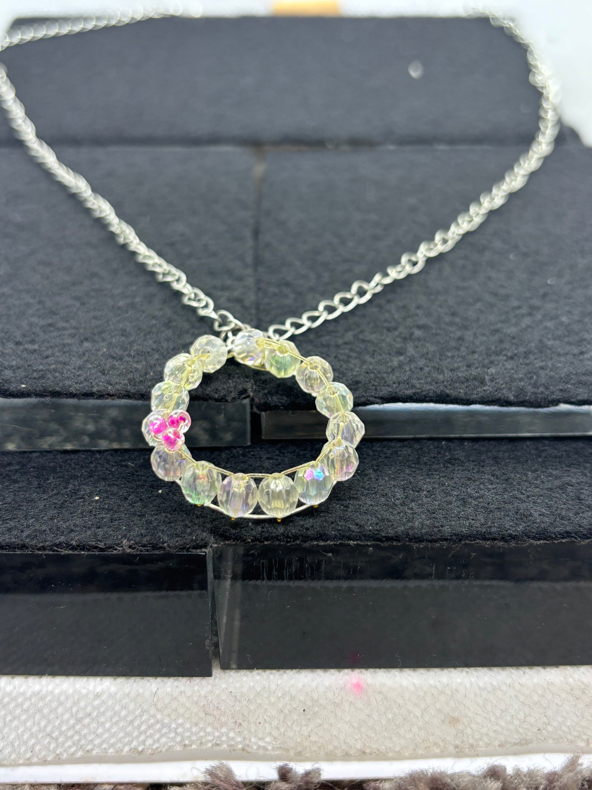 White and Pink Wreath Necklace