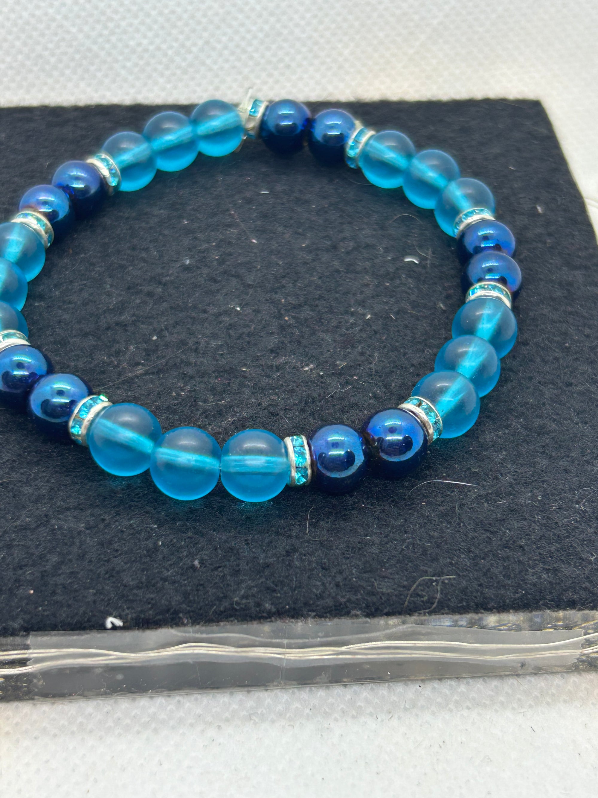 Blue Sea Glass Beaded Earrings
