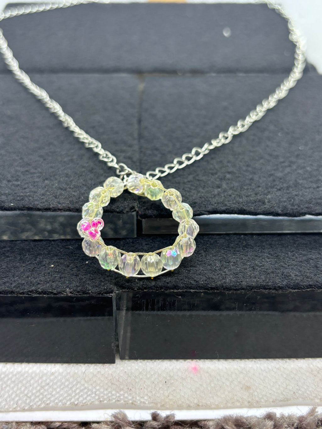 White and Pink Wreath Necklace