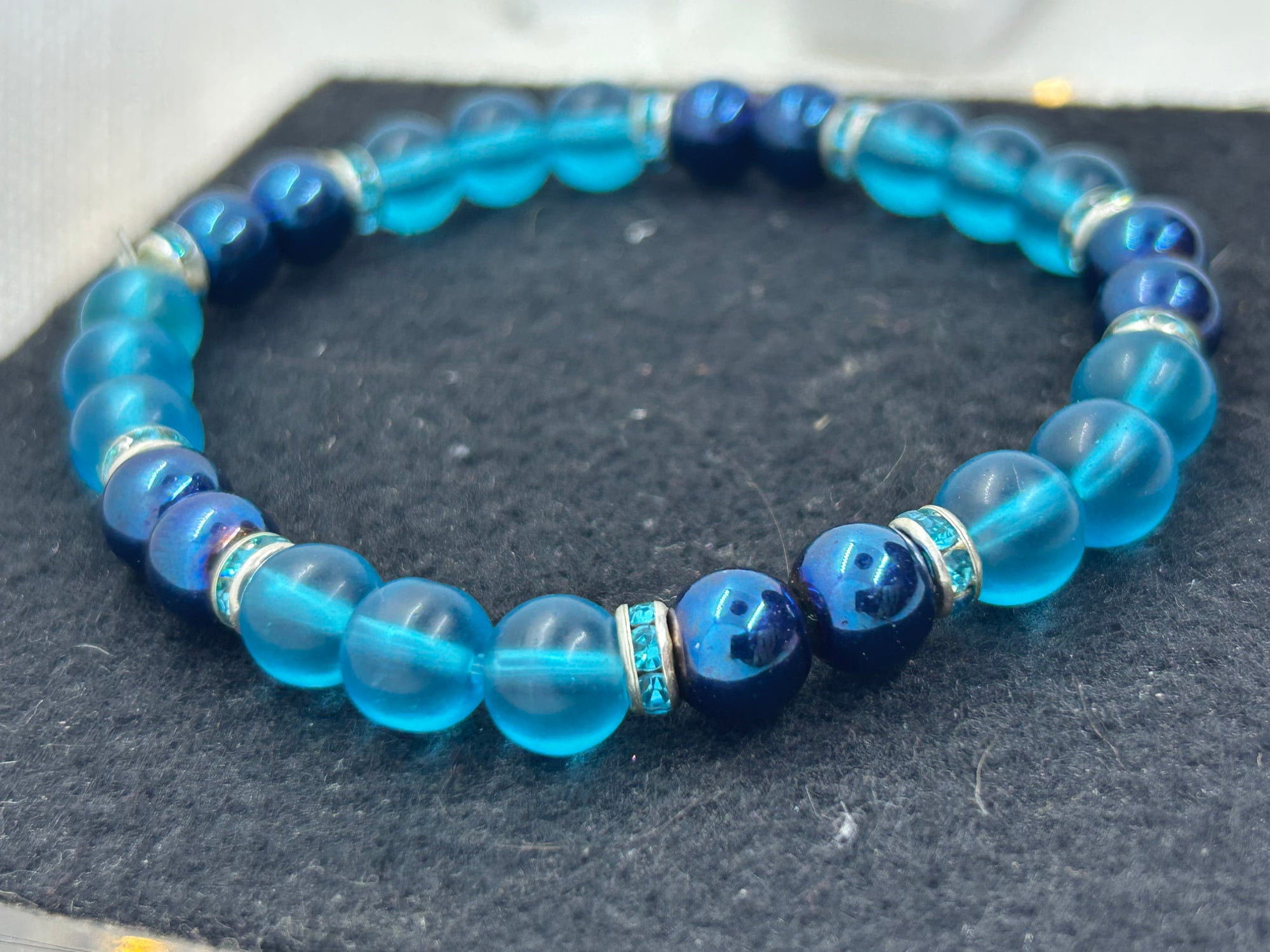 Blue Sea Glass Beaded Earrings